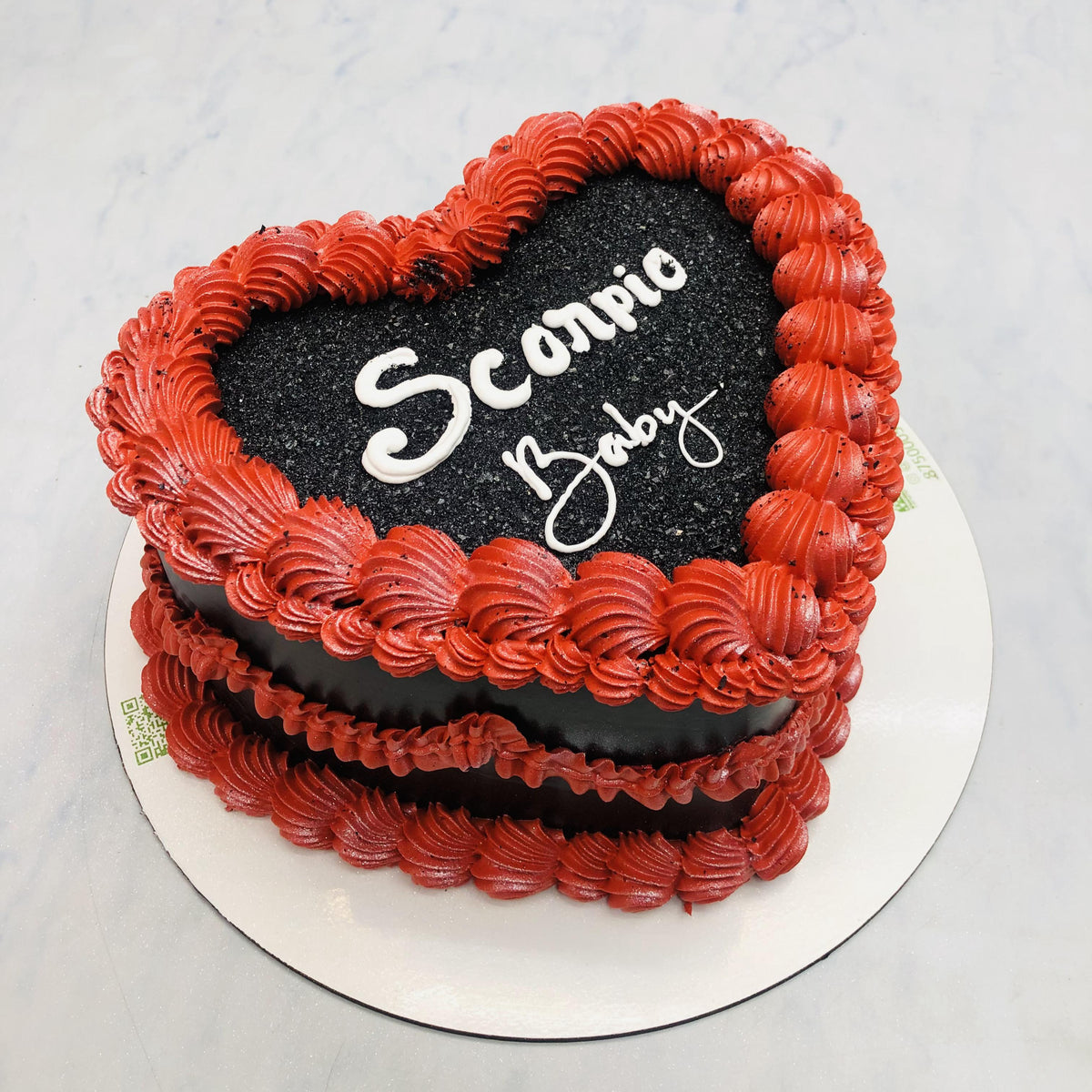 Scorpio Baby Black Heart Cake