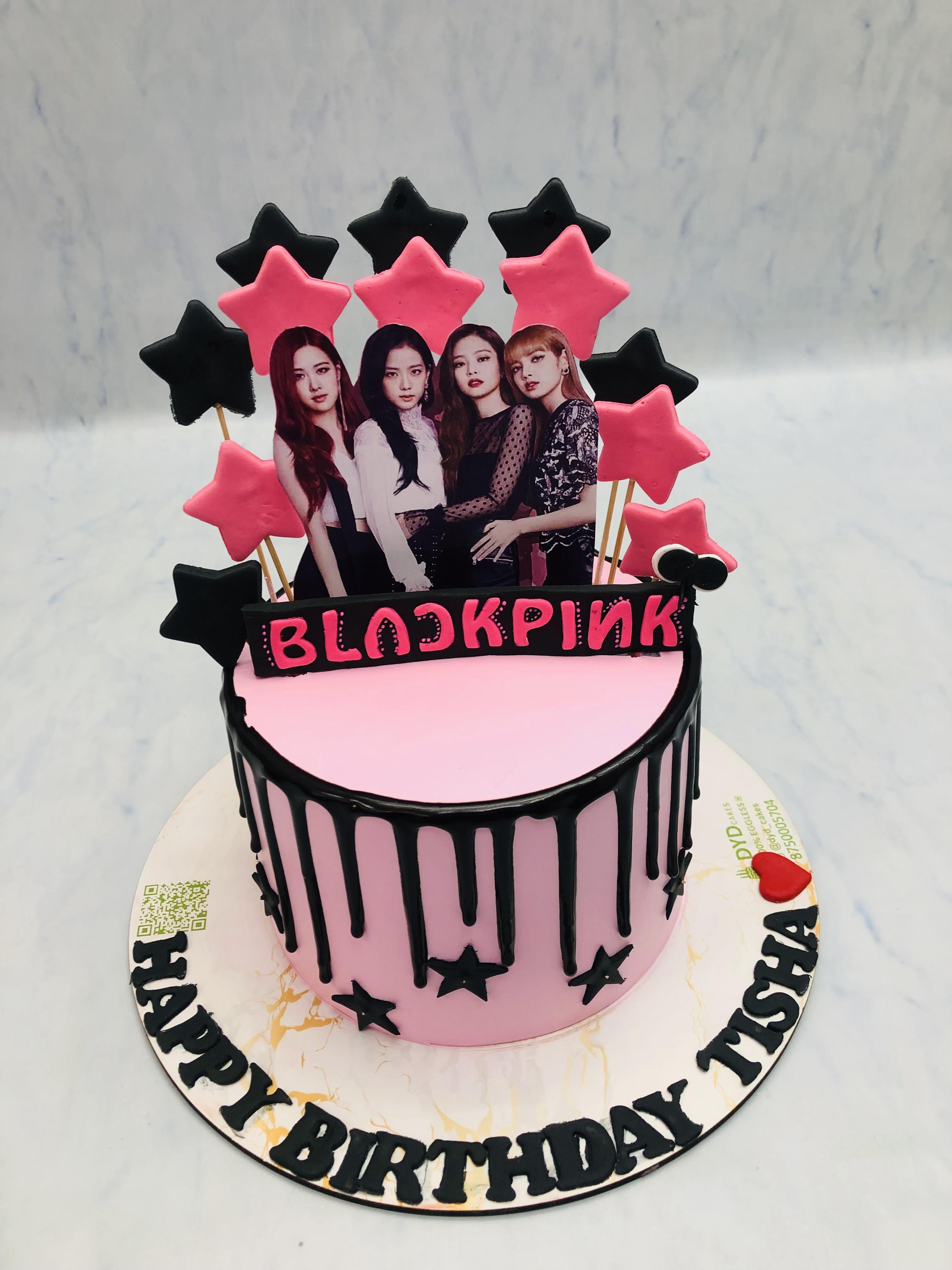 Black Pink Theme BTS Cake