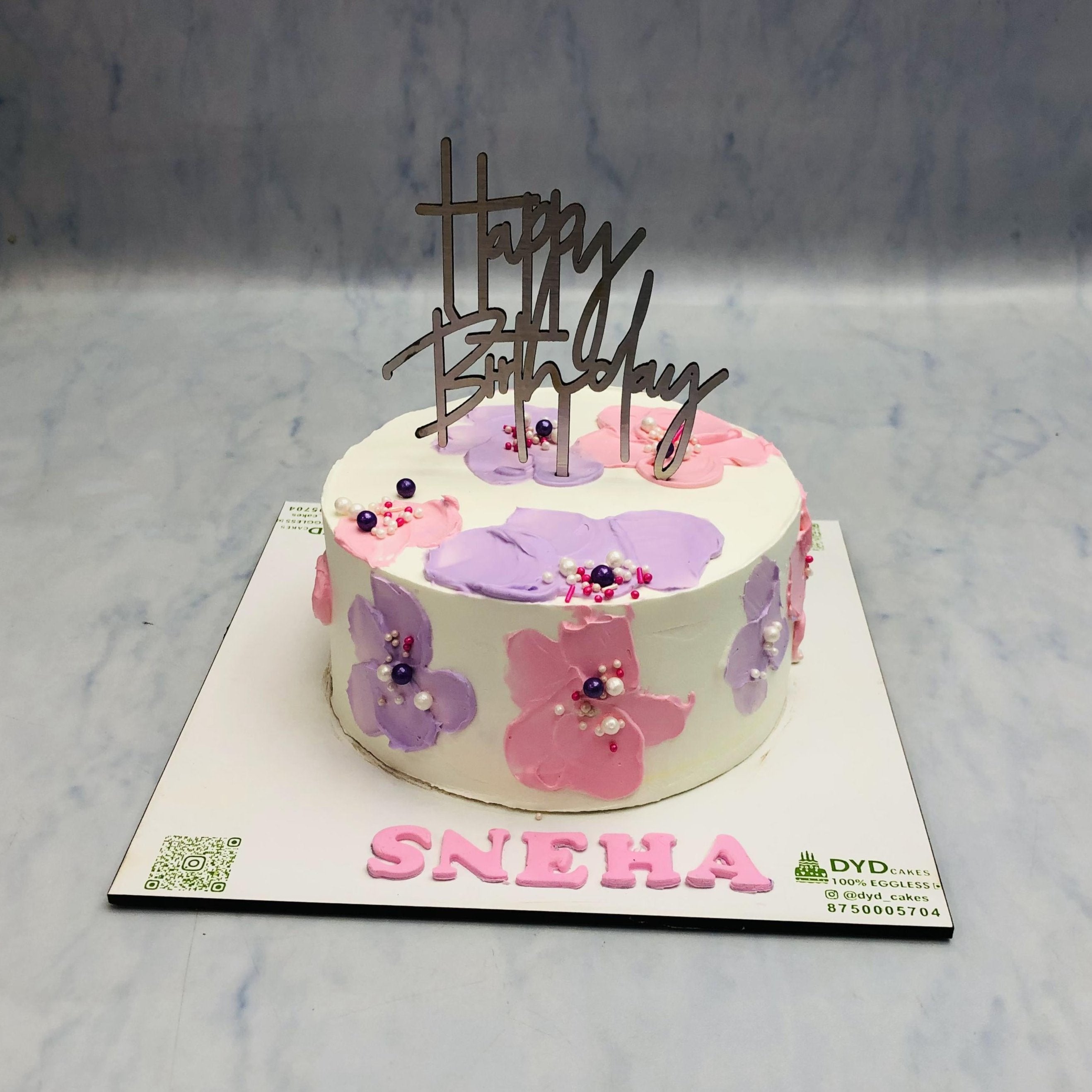Aesthetic Florals Theme Birthday Cake