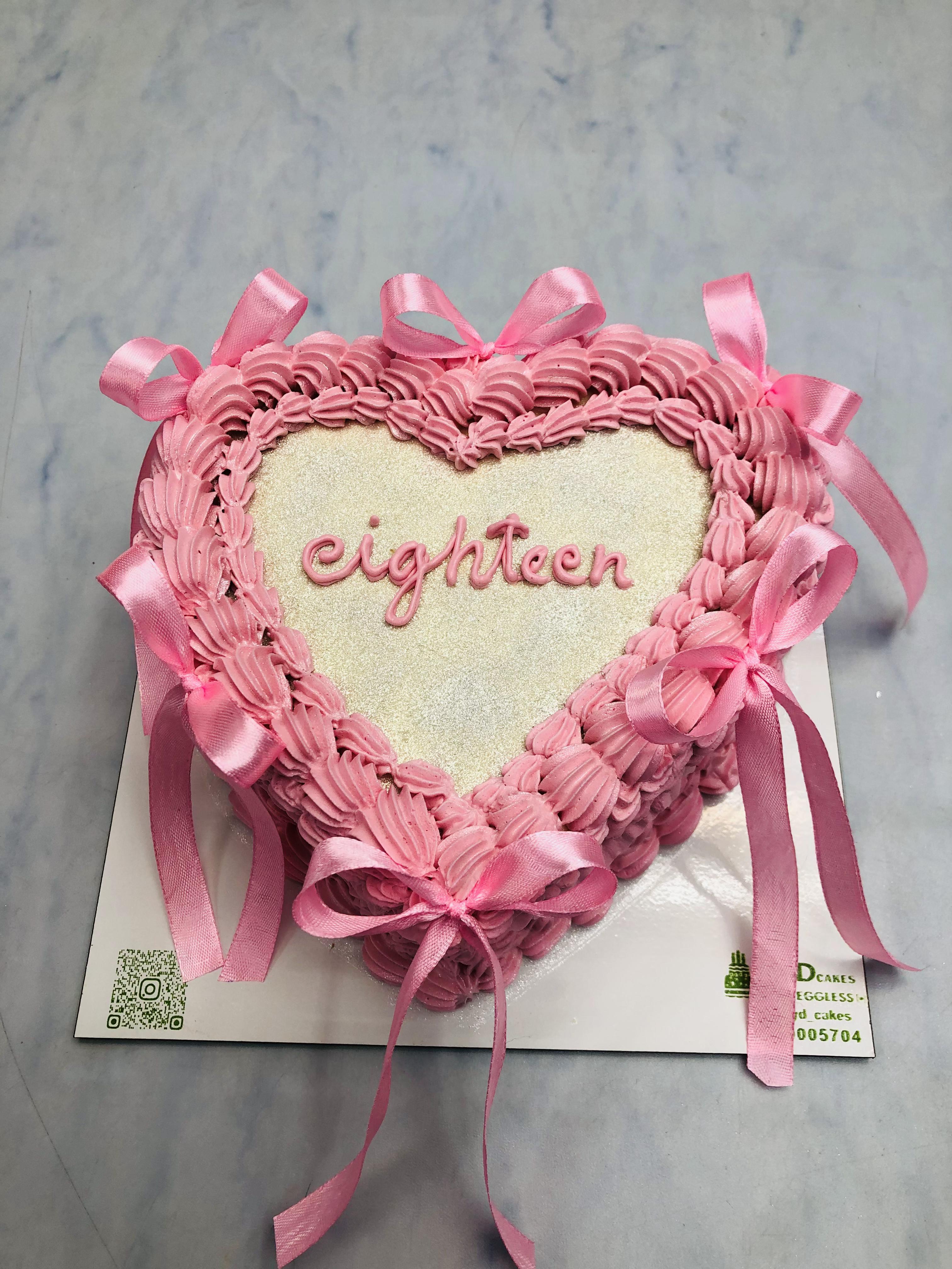Vintage Pink Heart Birthday Cake
