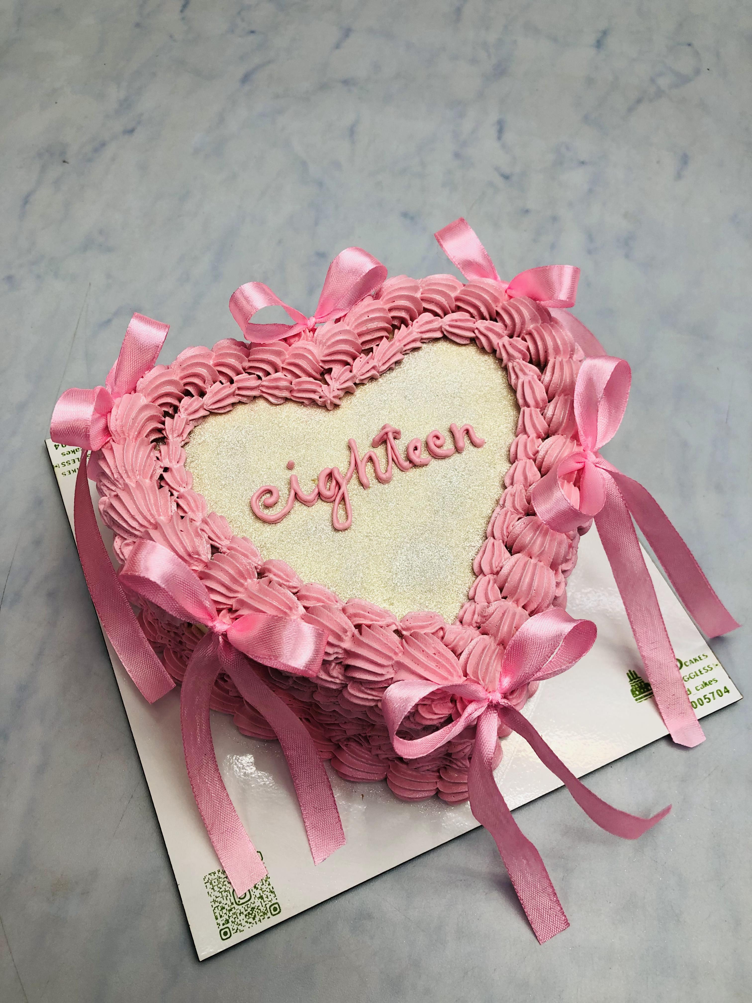 Vintage Pink Heart Birthday Cake