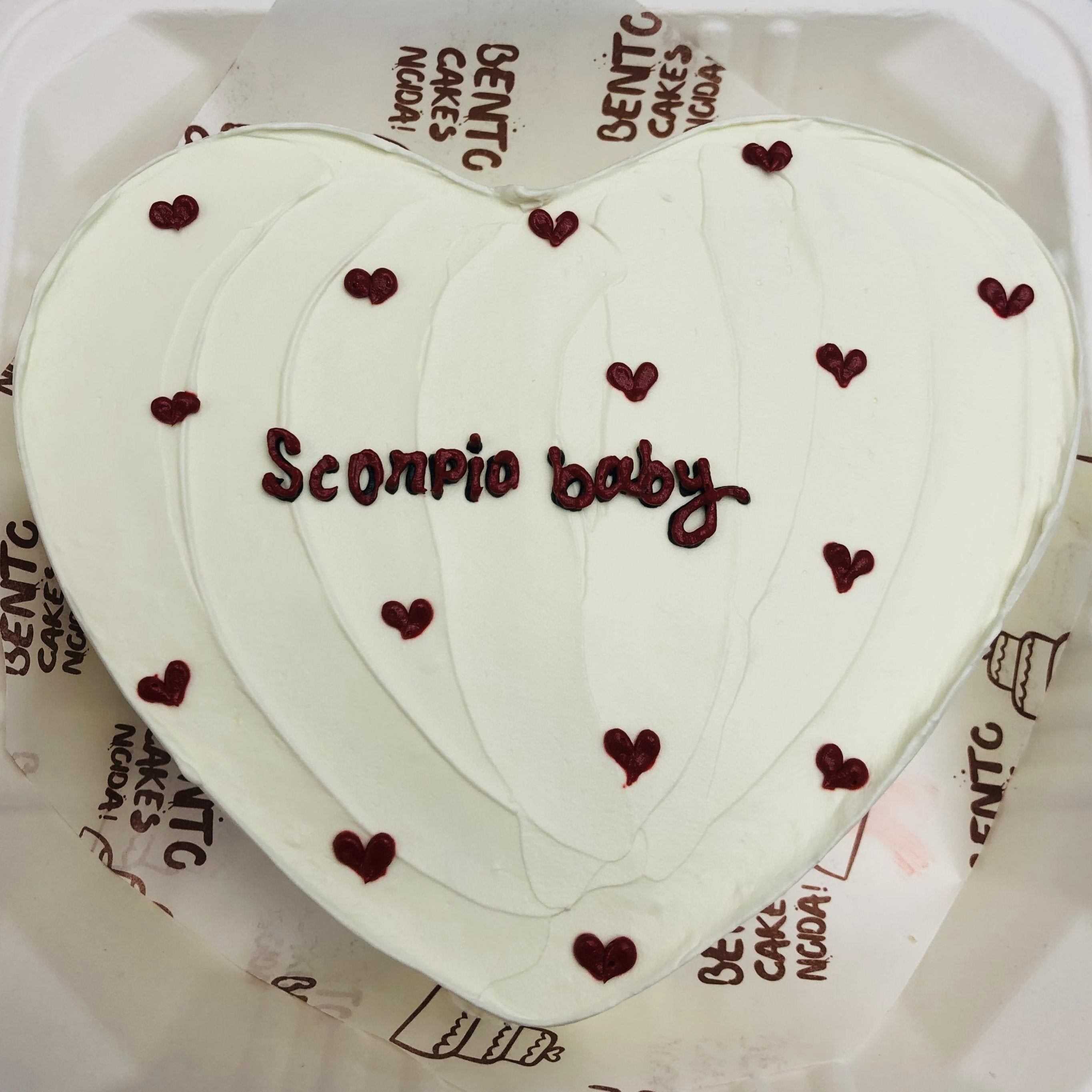 Scorpio Baby White Heart Cake