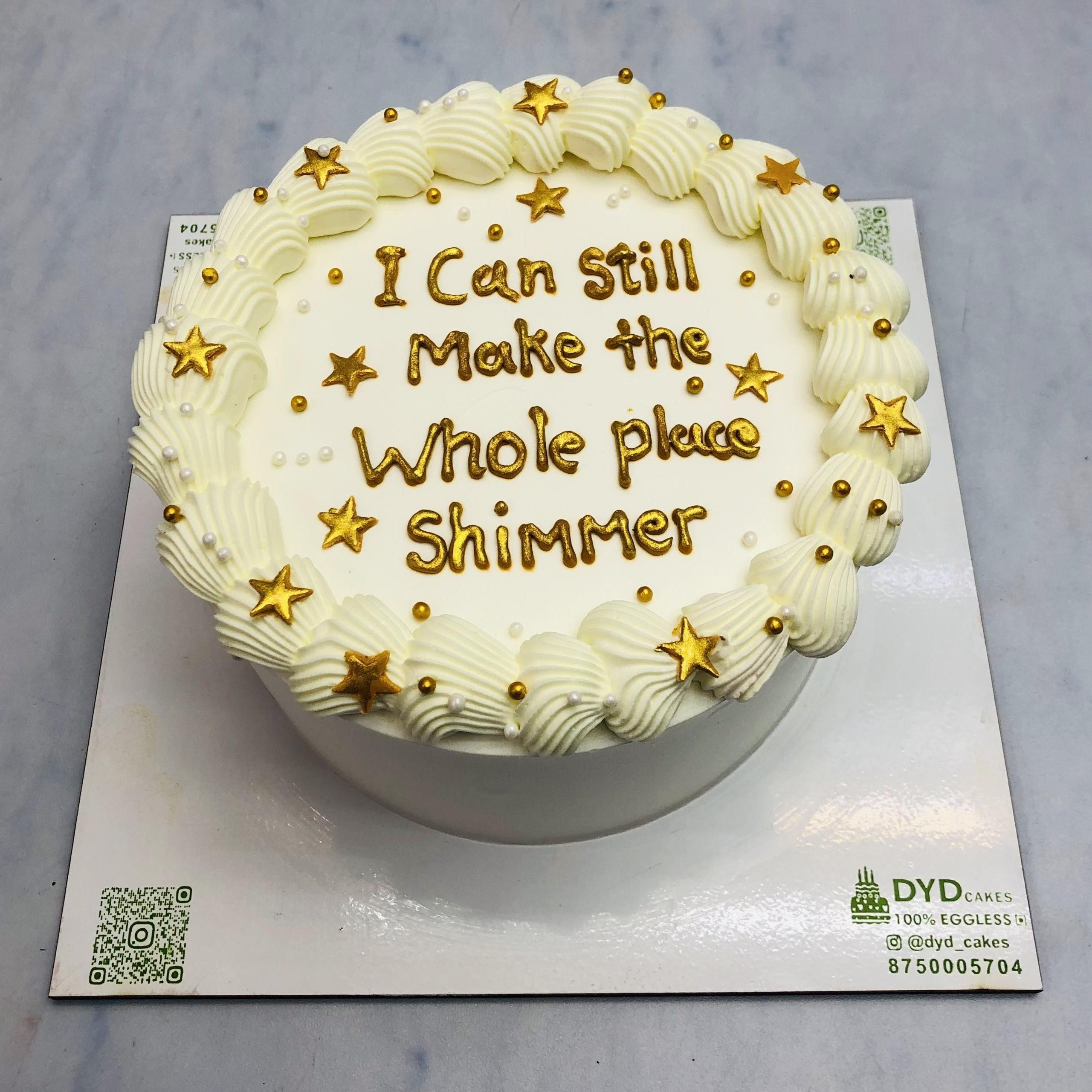Girls Message White Golden Cake