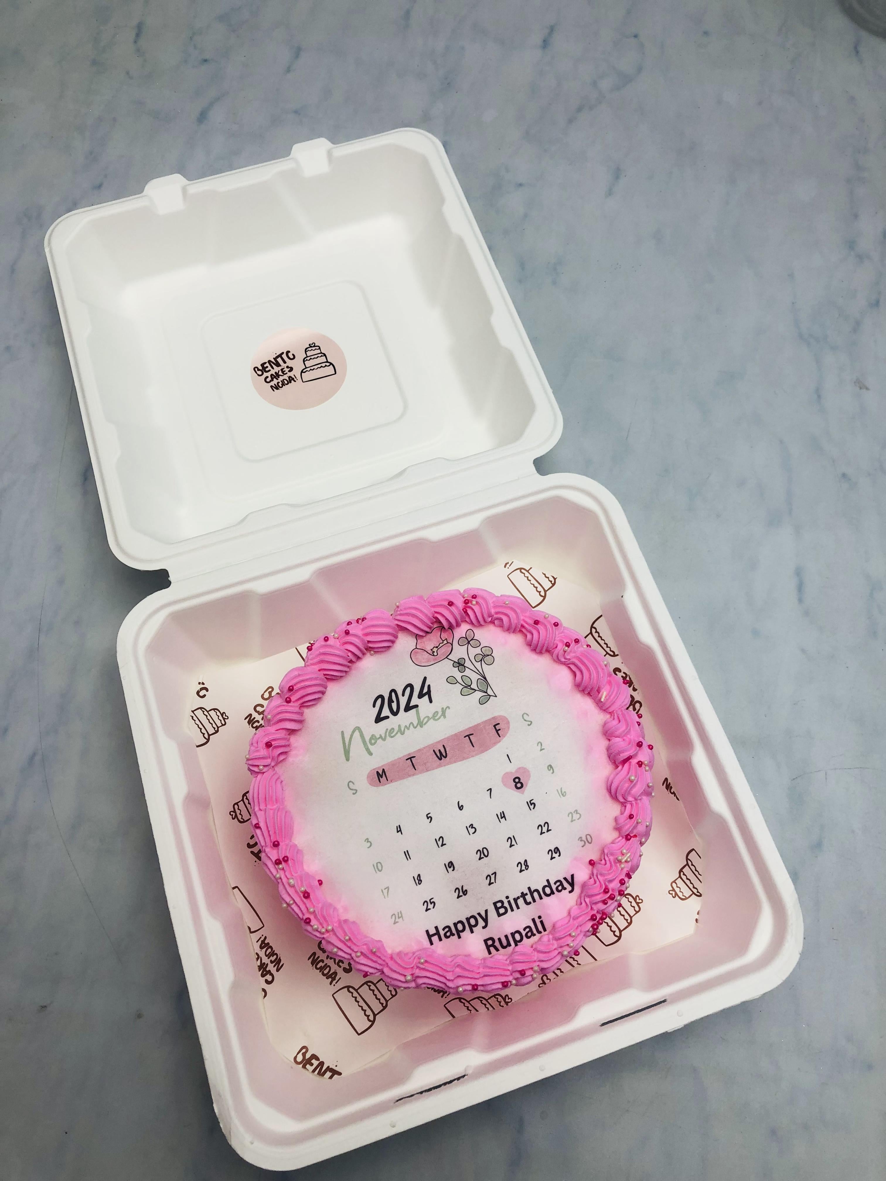 Calendar Theme Pink Fire Bento Cake