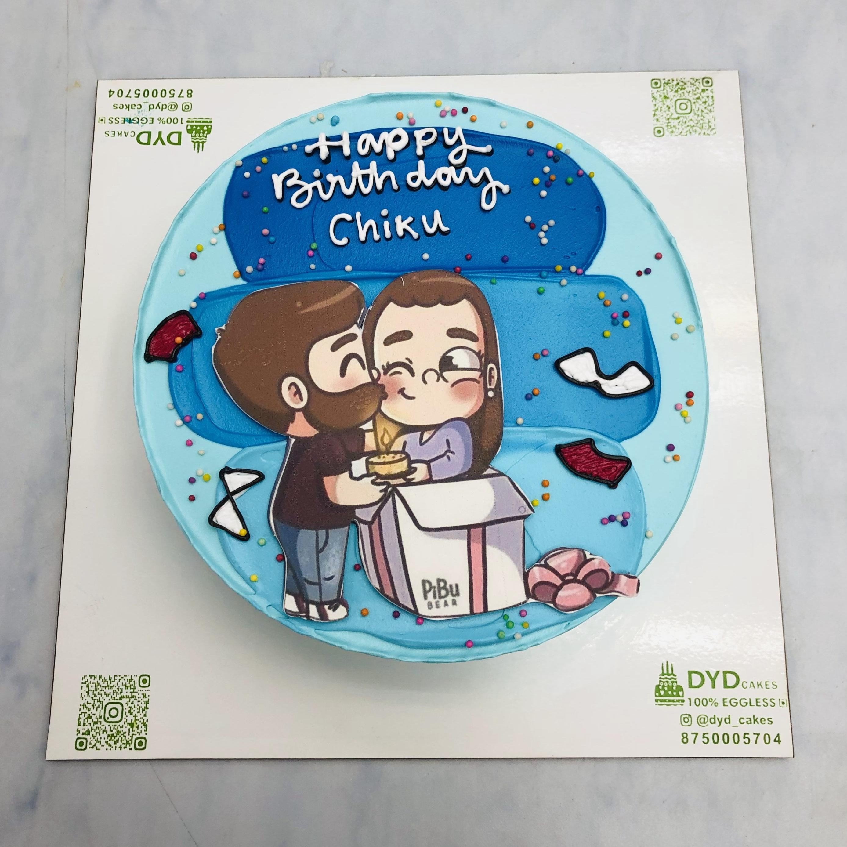 Cute Cartoons Birthday Blue Cake