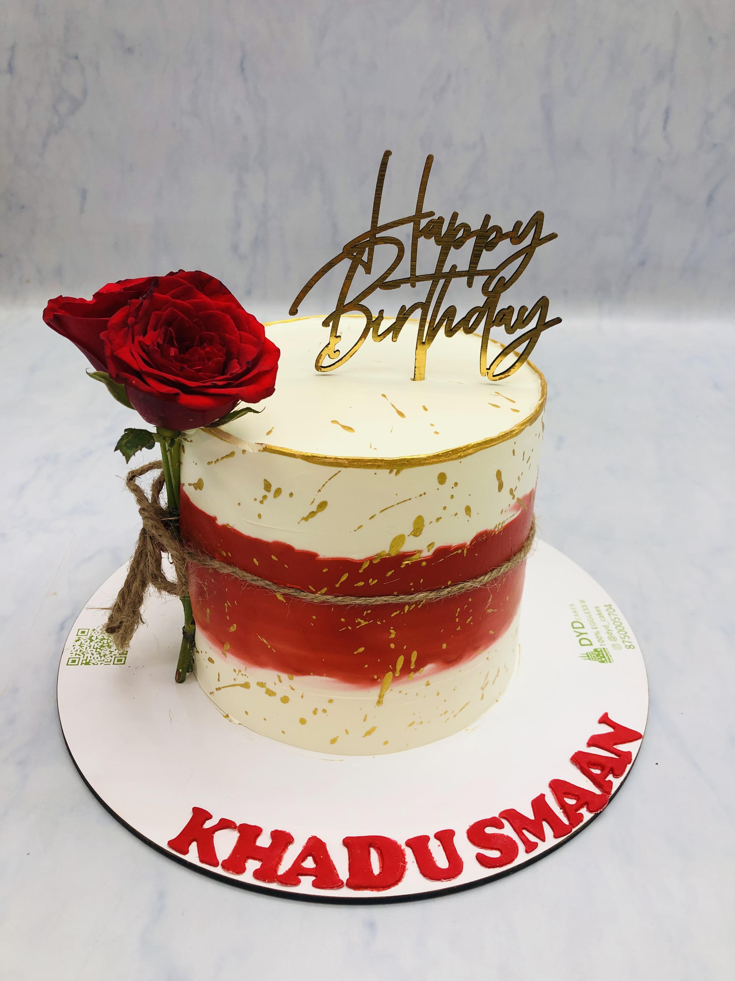 Aesthetic White Red Floral Cake