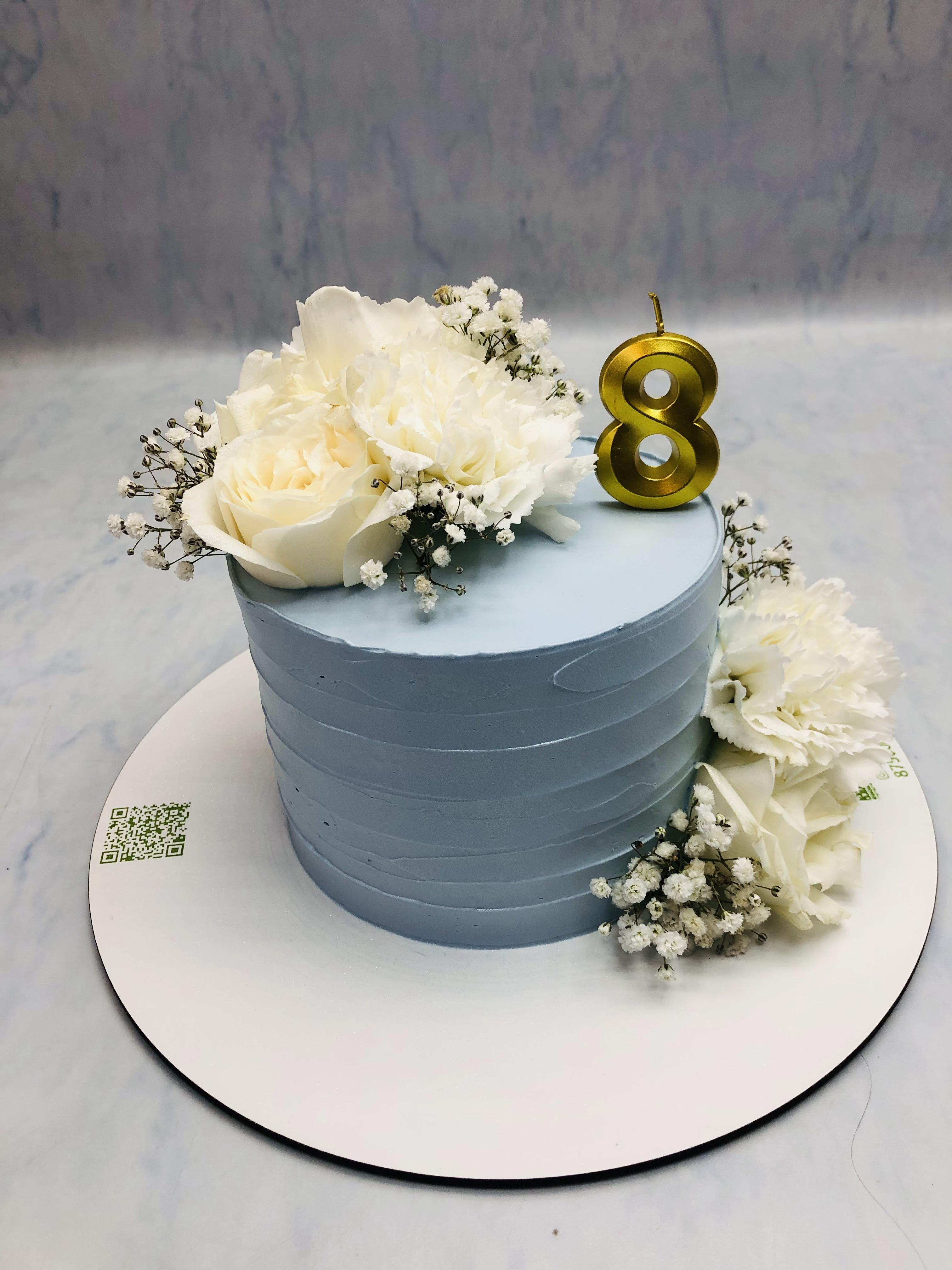 Light Blue Beautiful Floral Cake