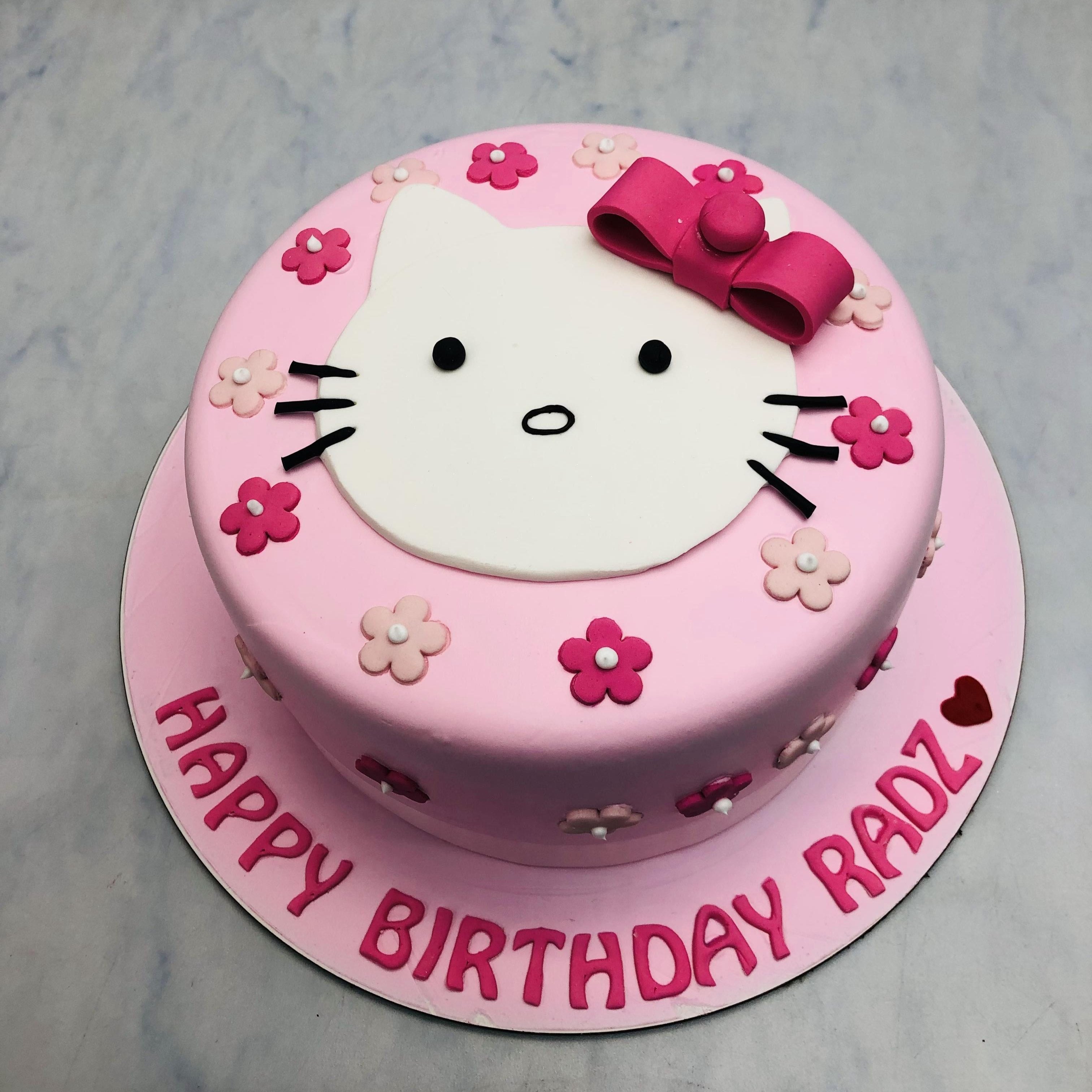 Pretty Kitty Pink Birthday Cake