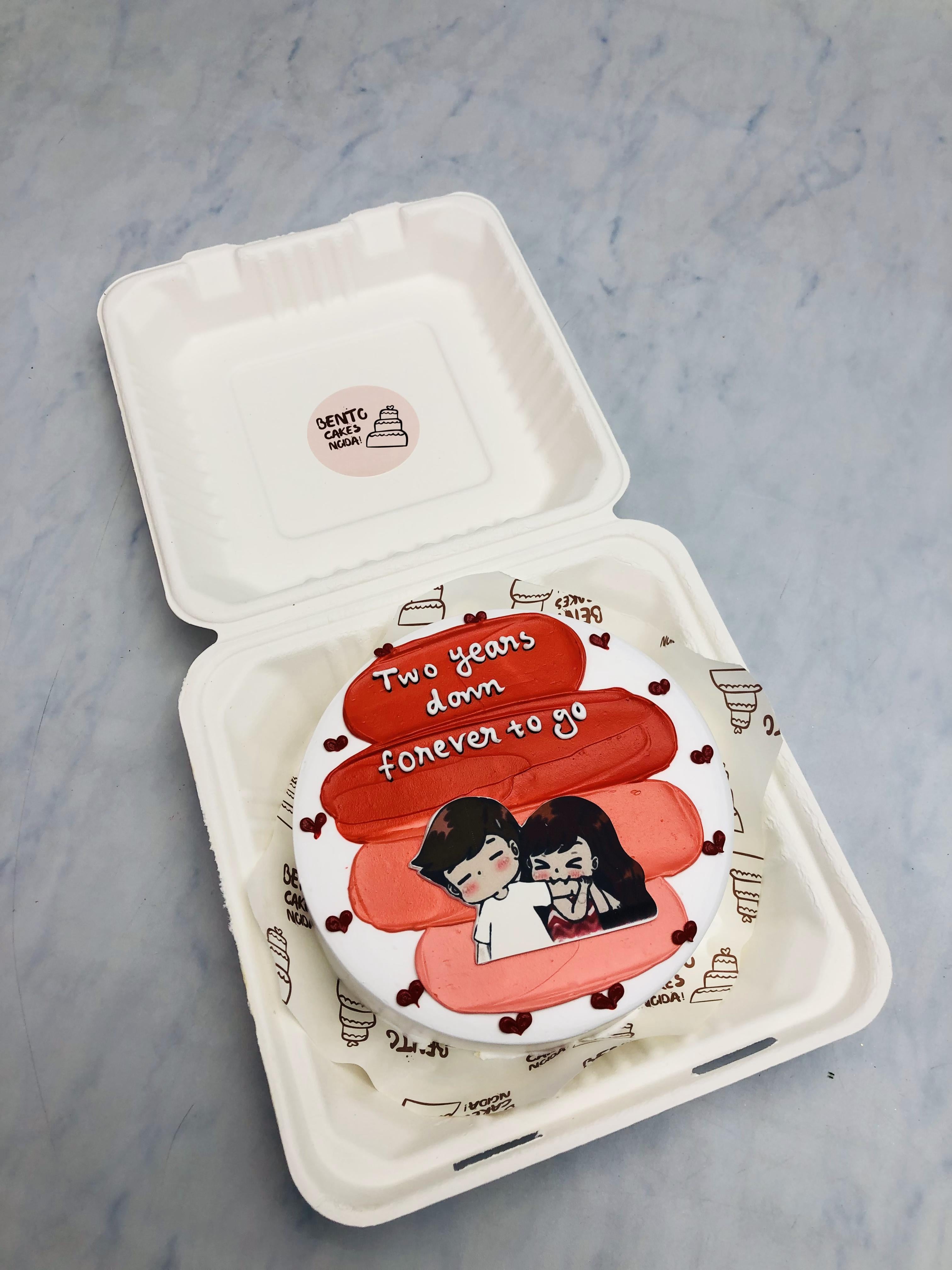 Two Years Anniversary Theme Bento Cake