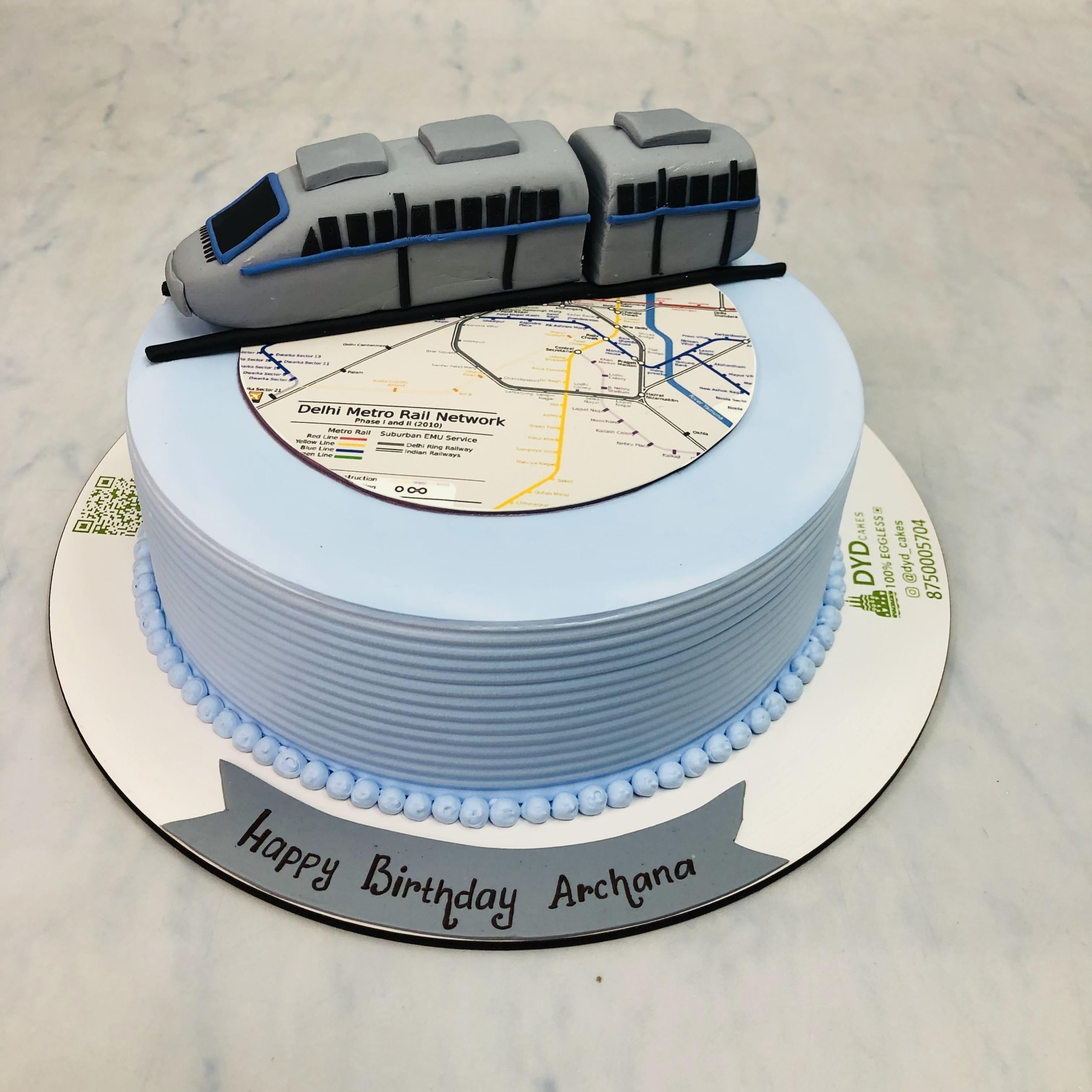 Delhi Metro Theme Cake