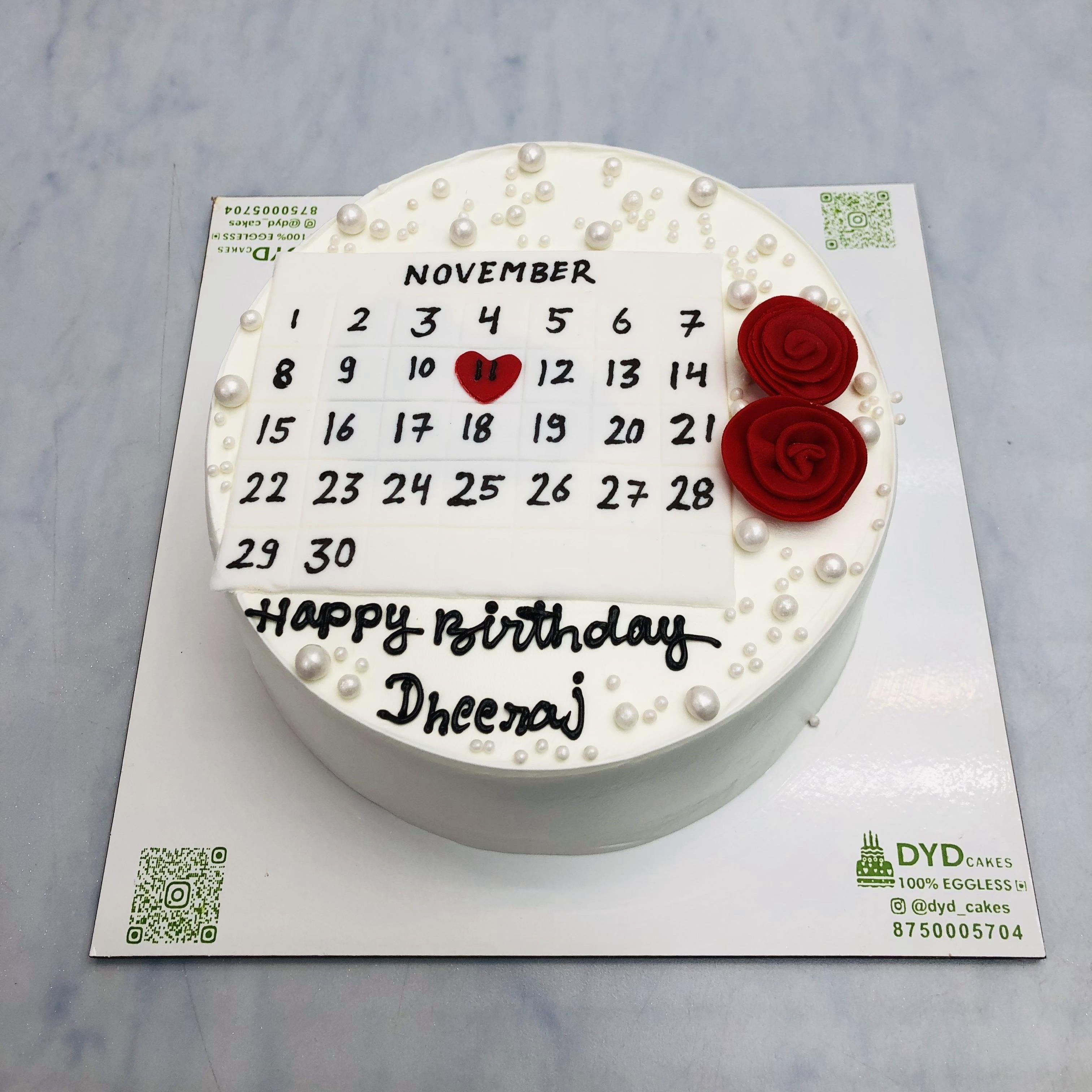 Calendar white Theme Birthday Cake