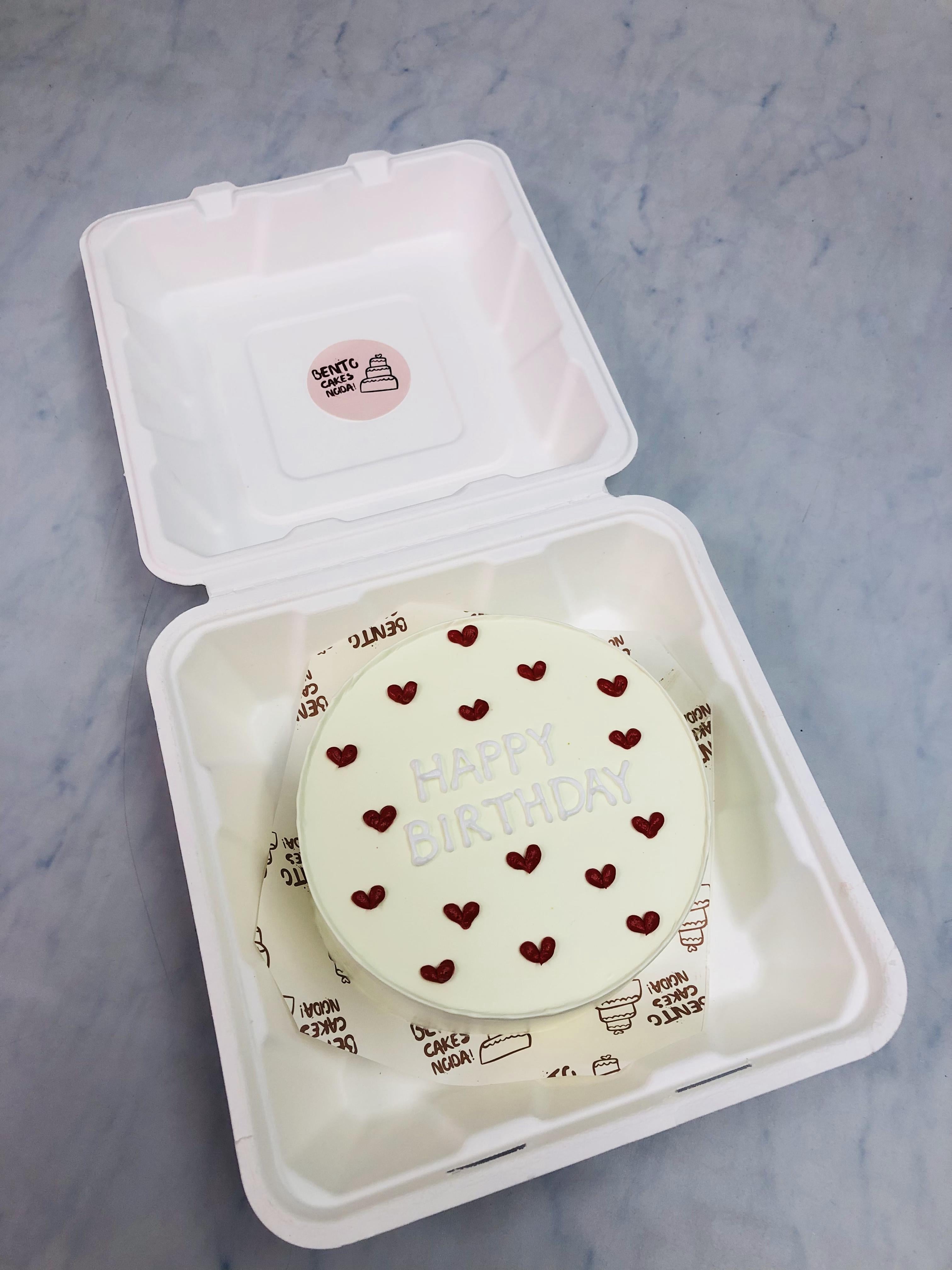 Aesthetic Red Hearts theme Bento Cake