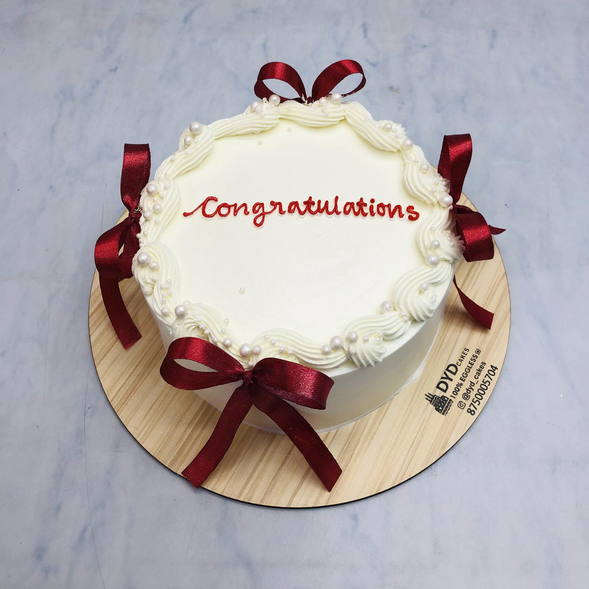Congratulations Theme White Aesthetic Cake – Bento Cakes Noida