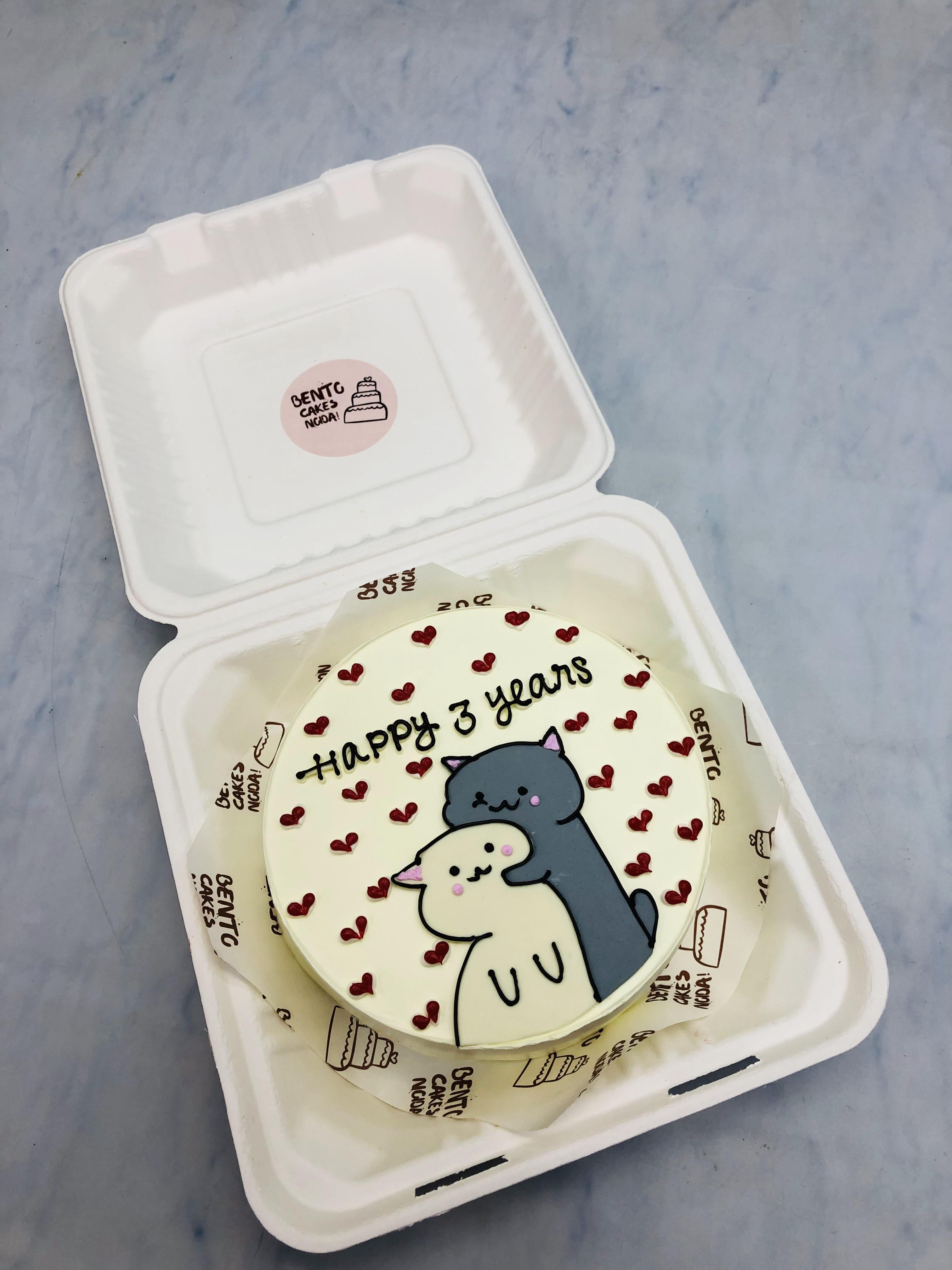 Kitty Theme White Bento Cake