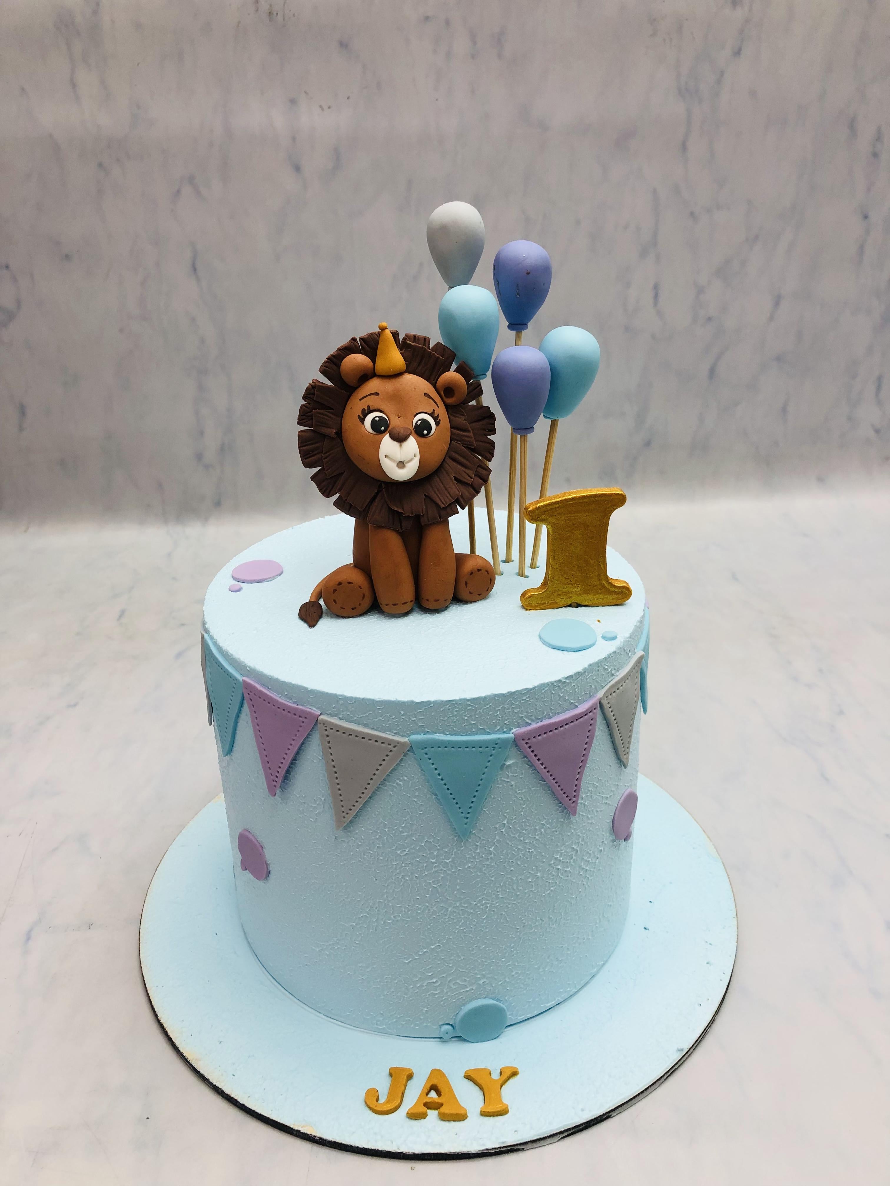 Lion Theme Baby Birthday Cake
