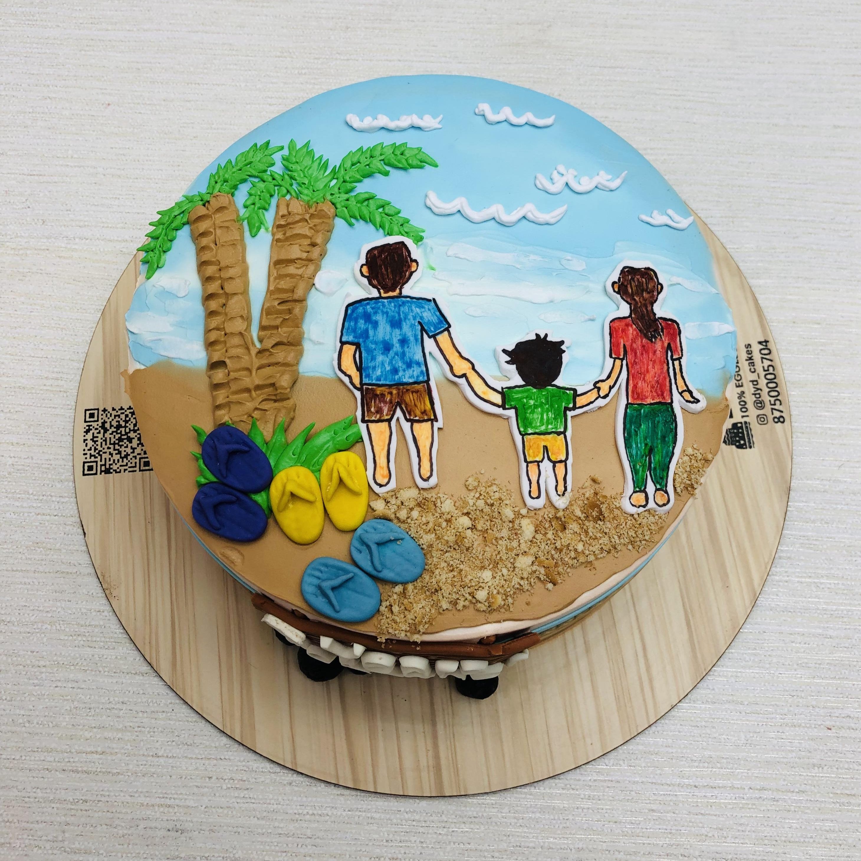 Beach Theme Anniversary Cake