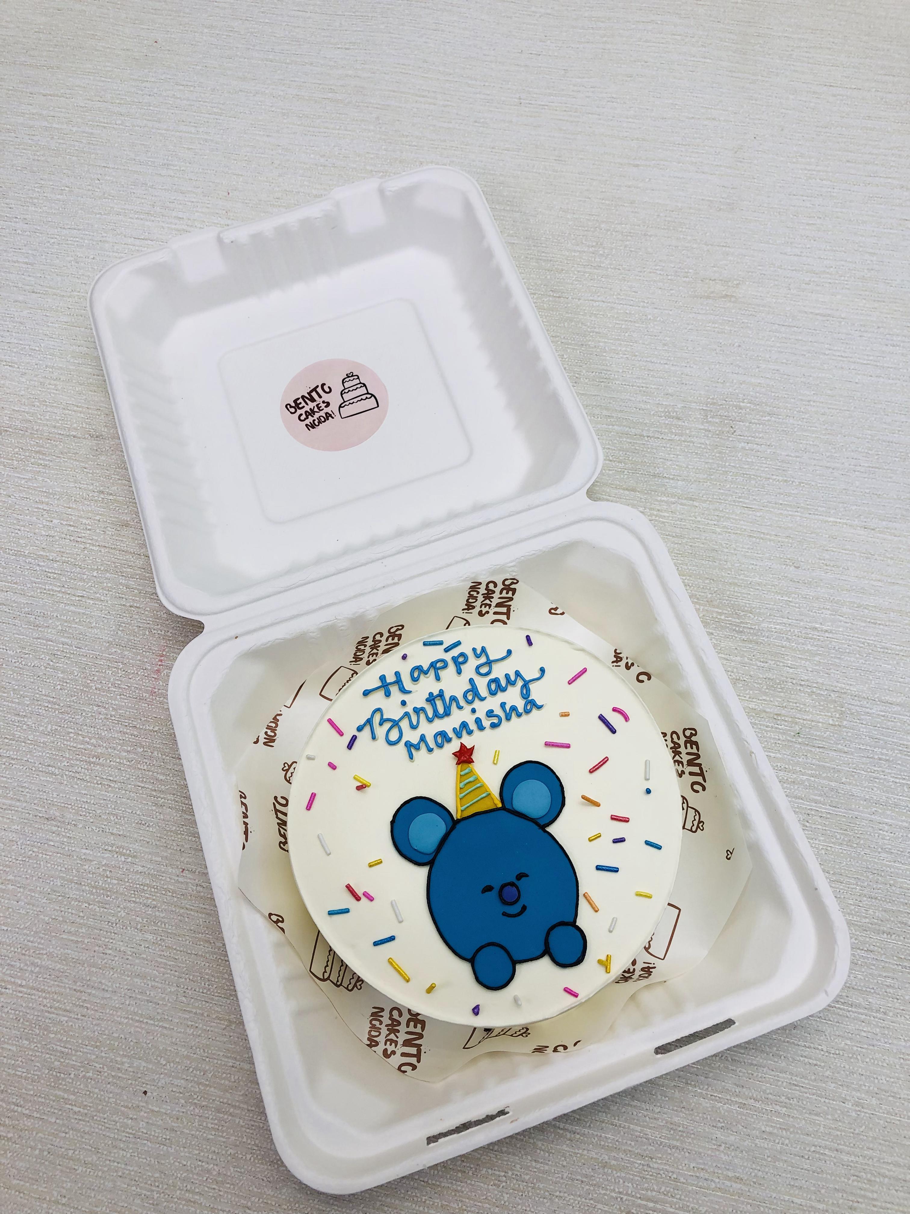Blue Bear Theme Bento Cake