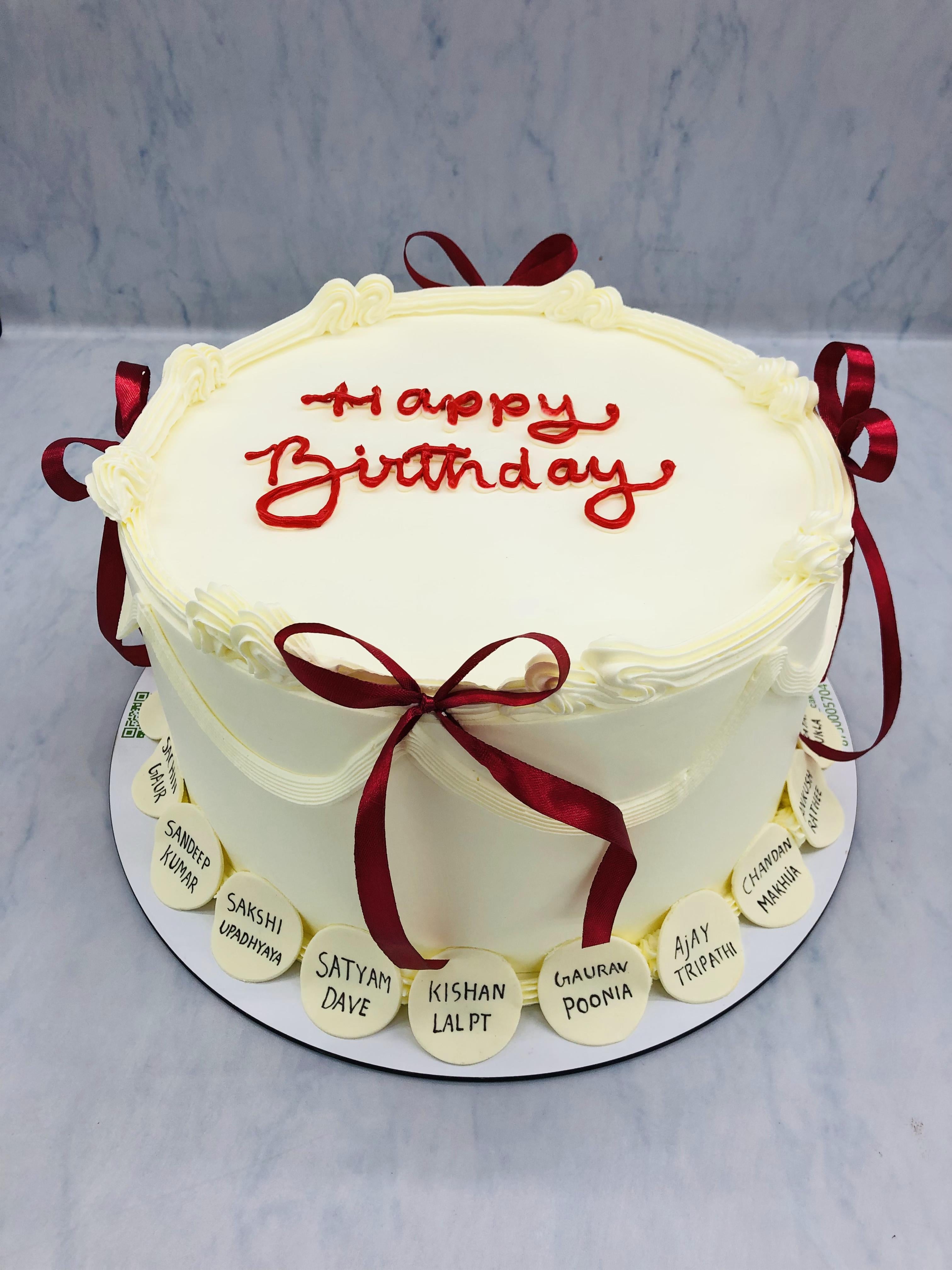 Aesthetic White Birthday Cake 3