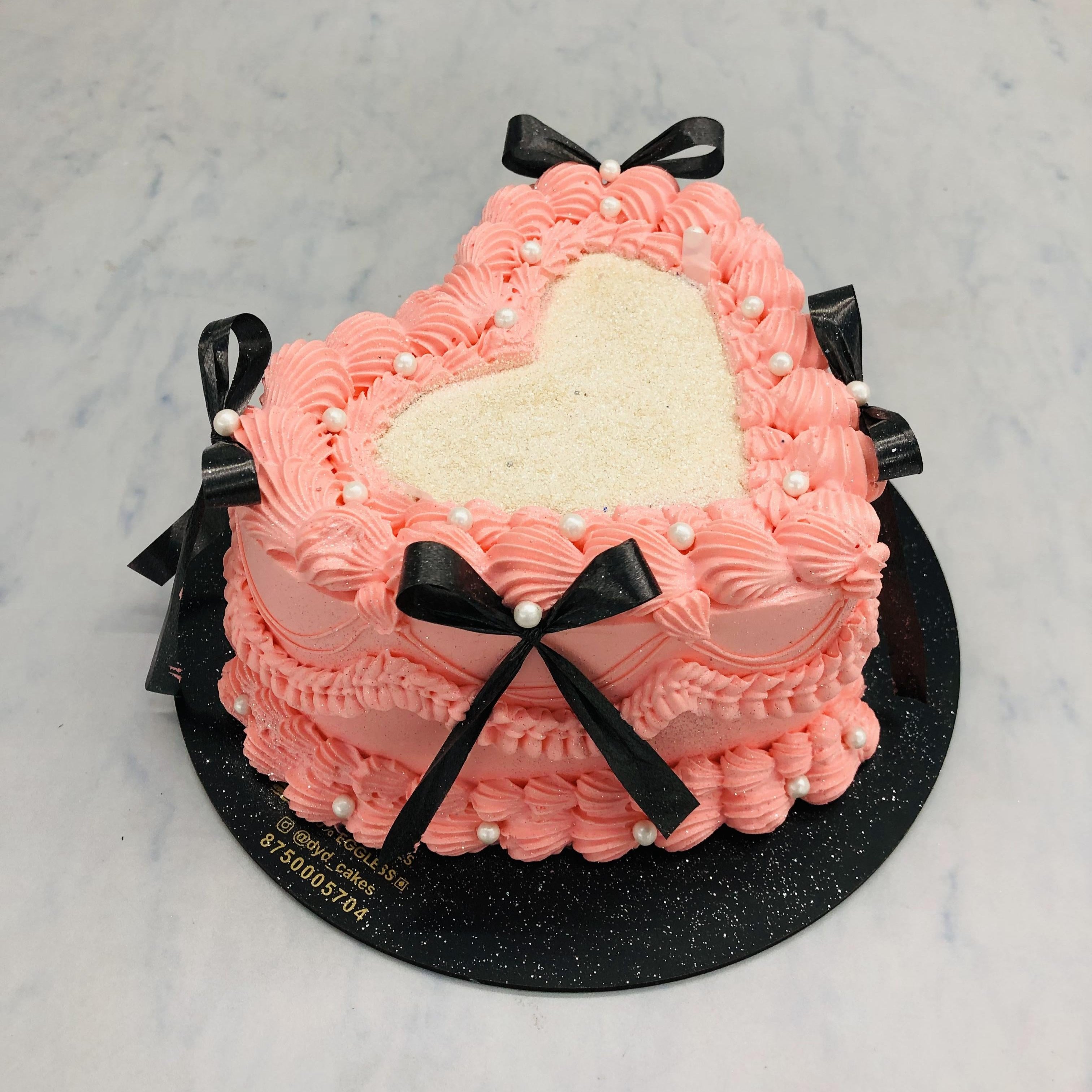 Vintage Rose-Gold Heart Cake