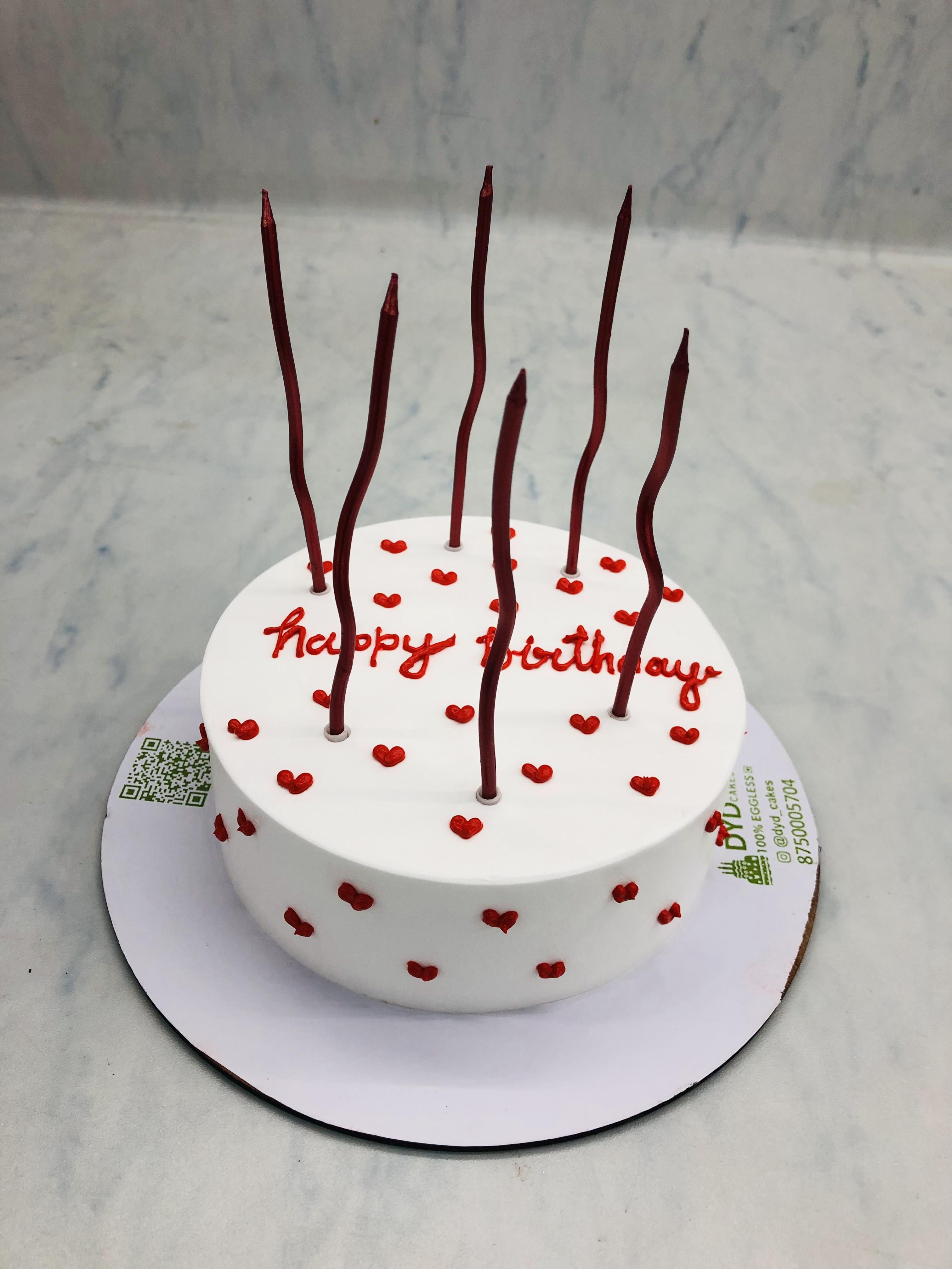 Aesthetic Hearts White Cake