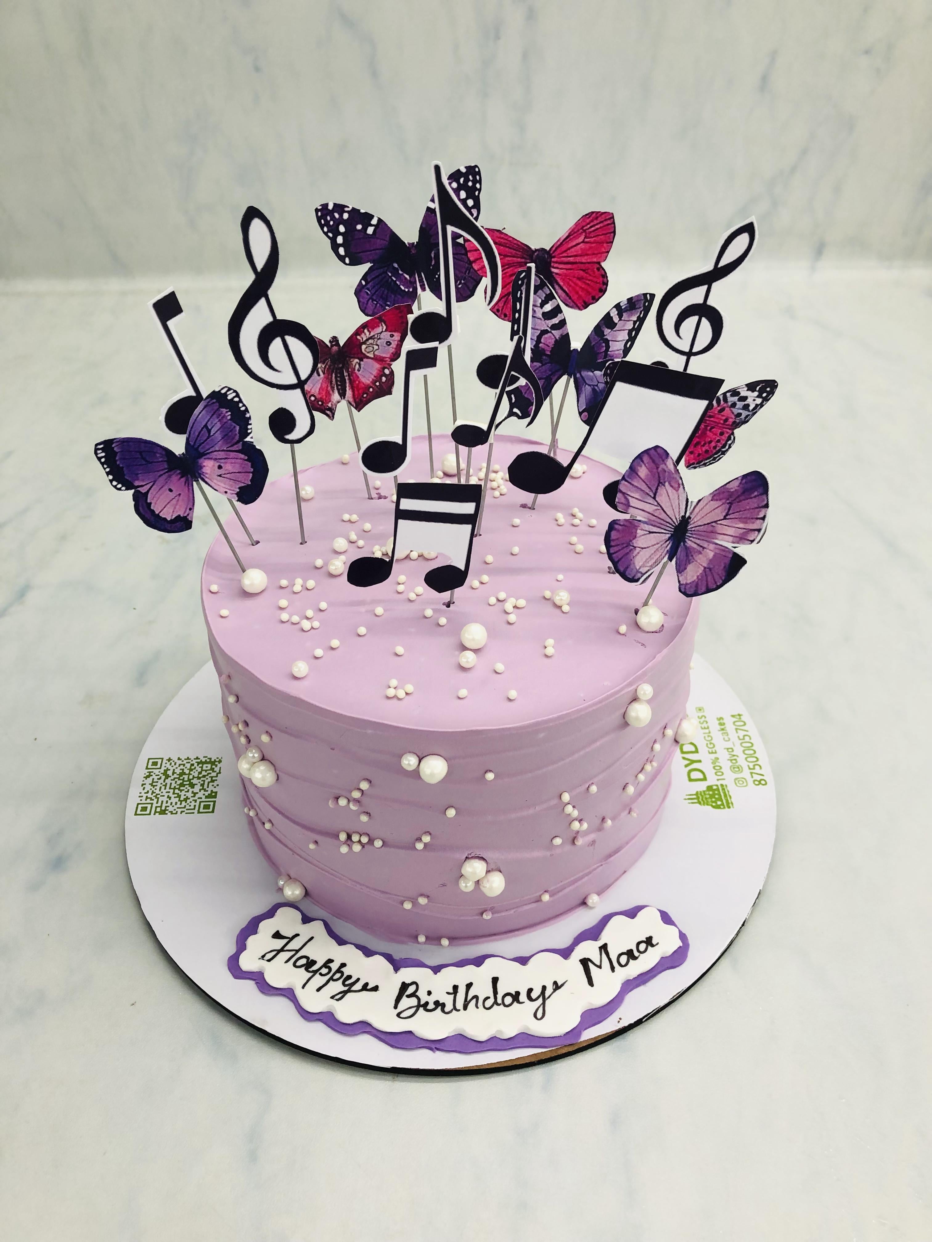Music Theme Purple Butterfly Cake