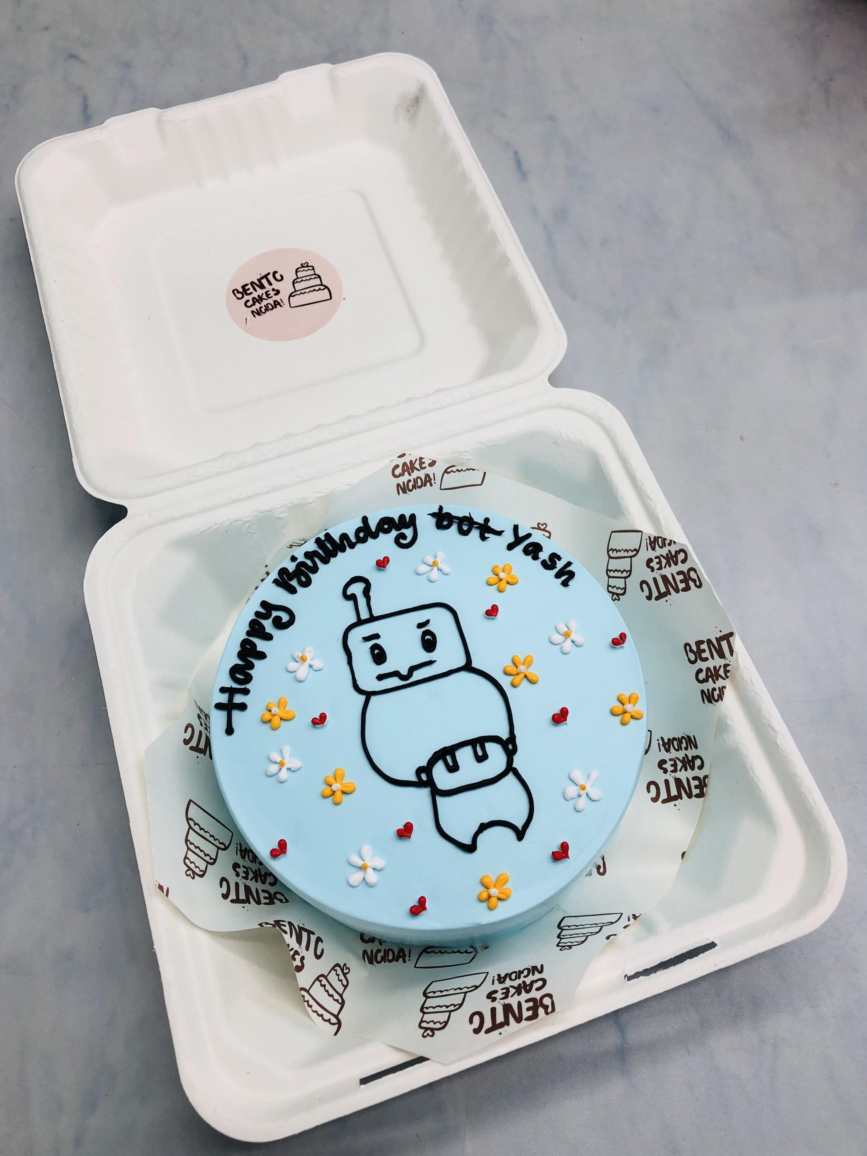 Bot Theme Blue Bento Cake