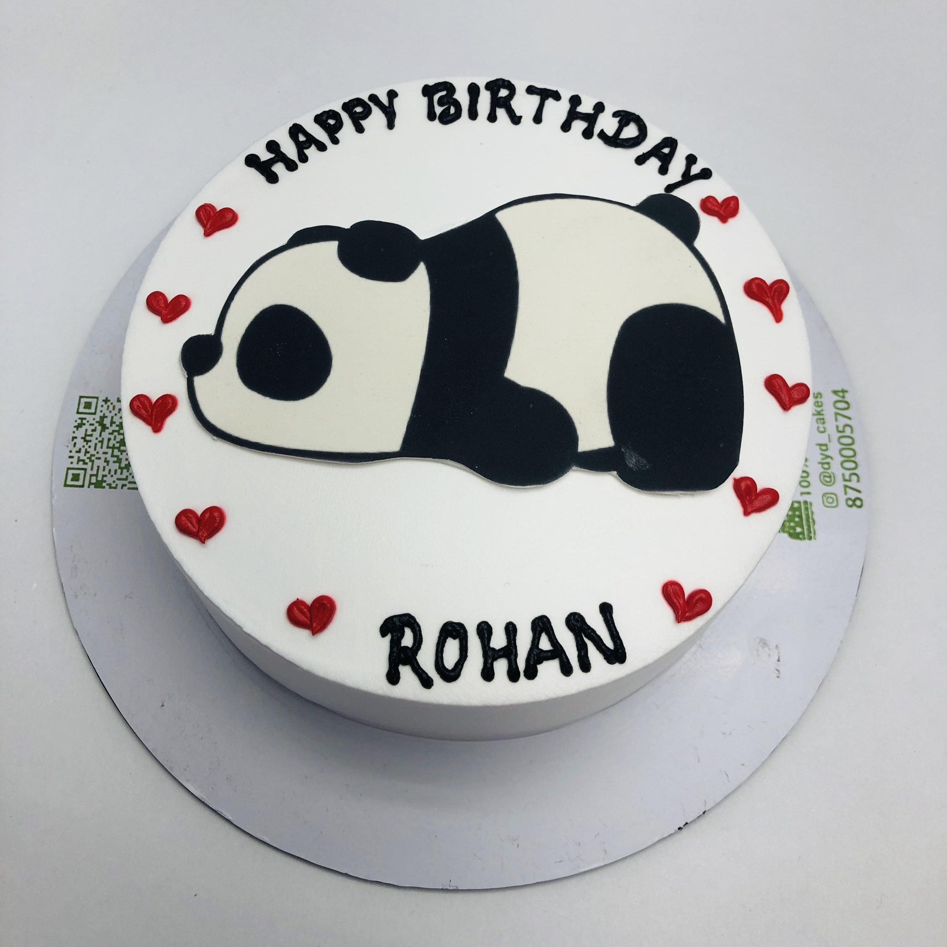 Panda Theme White Birthday Cake