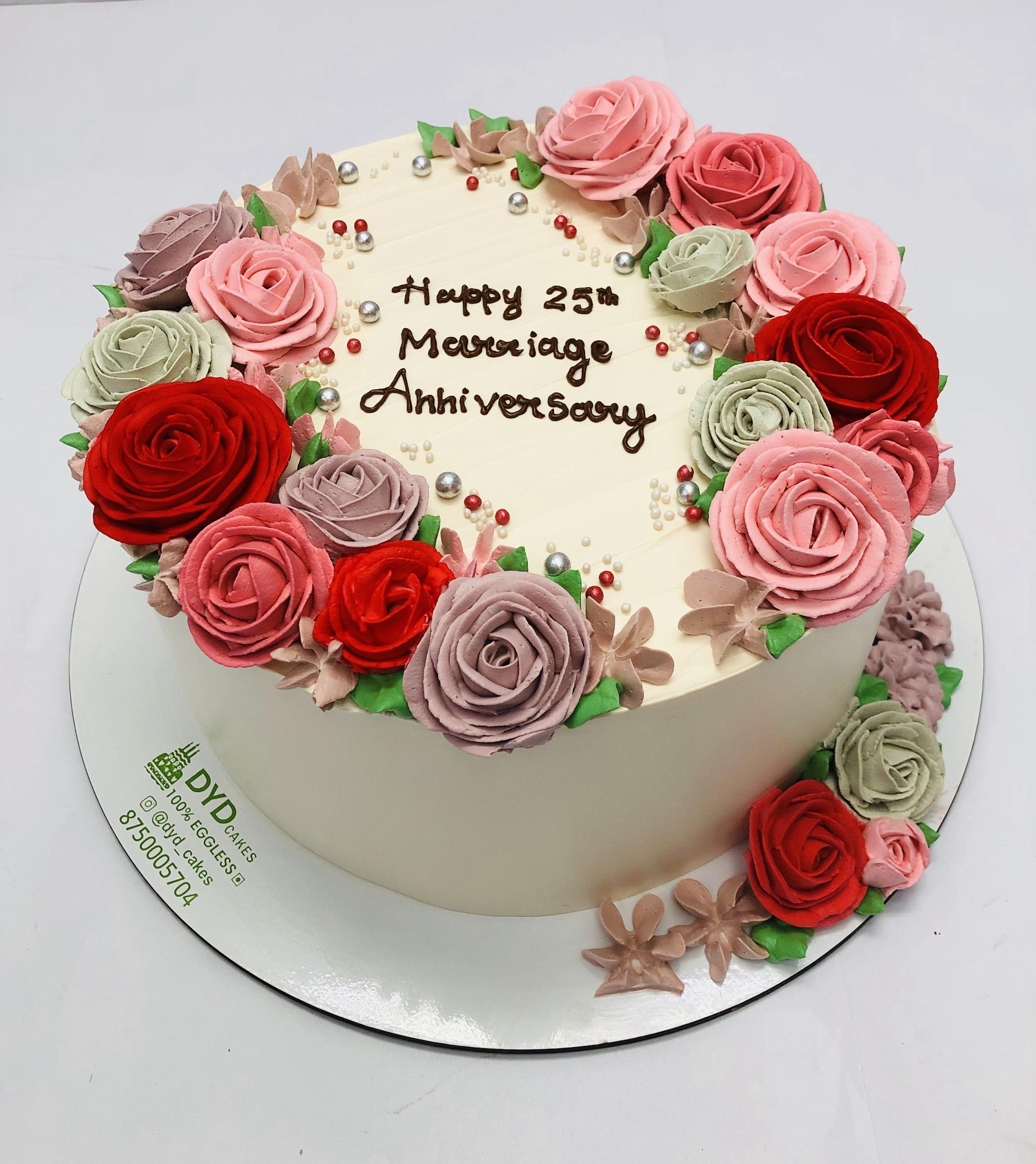 Colorful Floral Theme Anniversary Cake