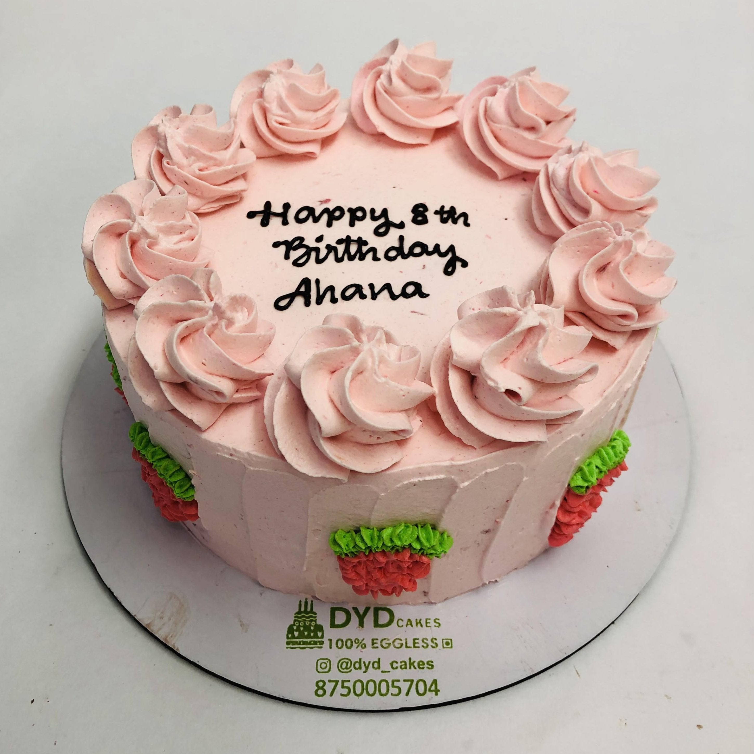 Floral Theme Light Pink Birthday Cake