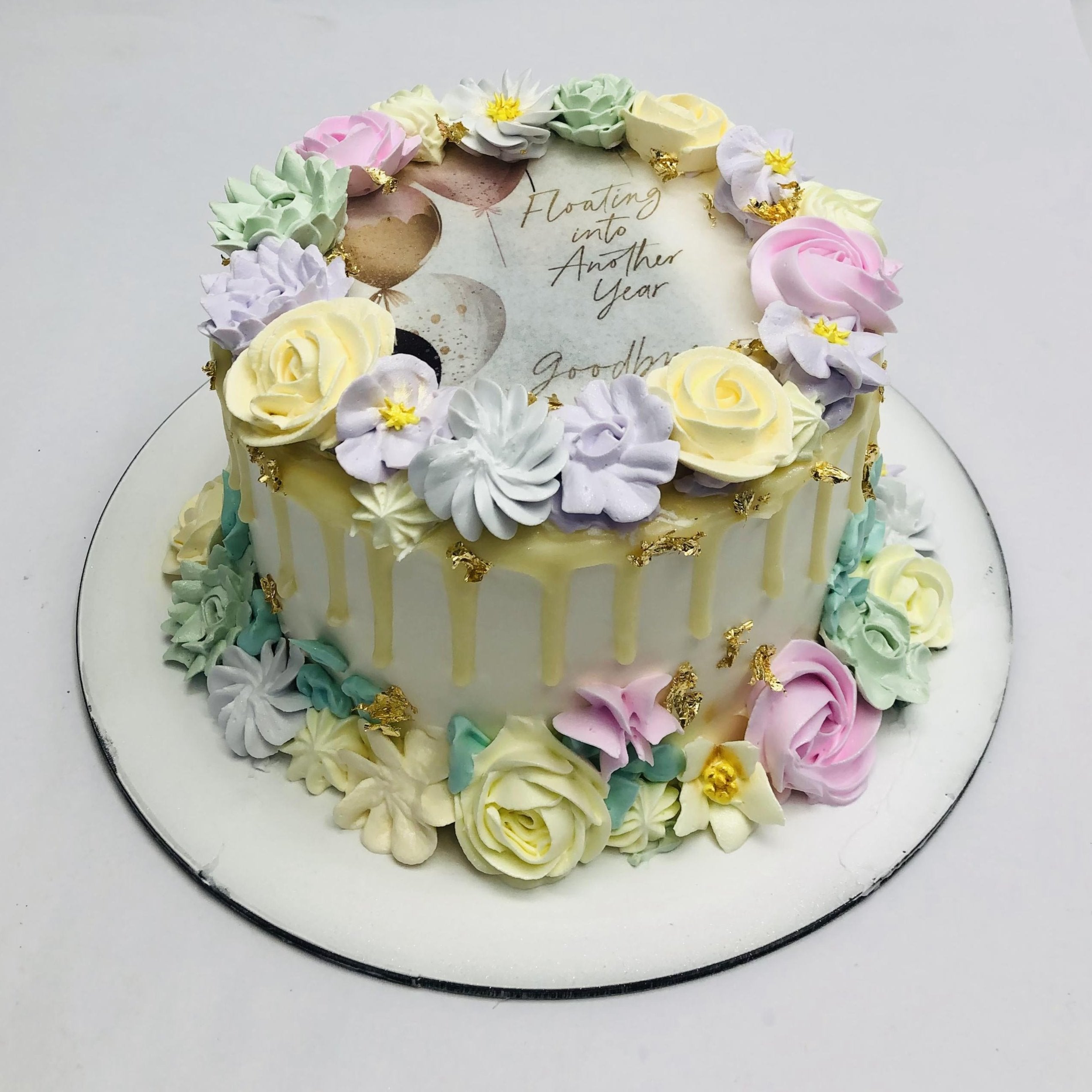 Colorful Florals Theme Birthday Cake