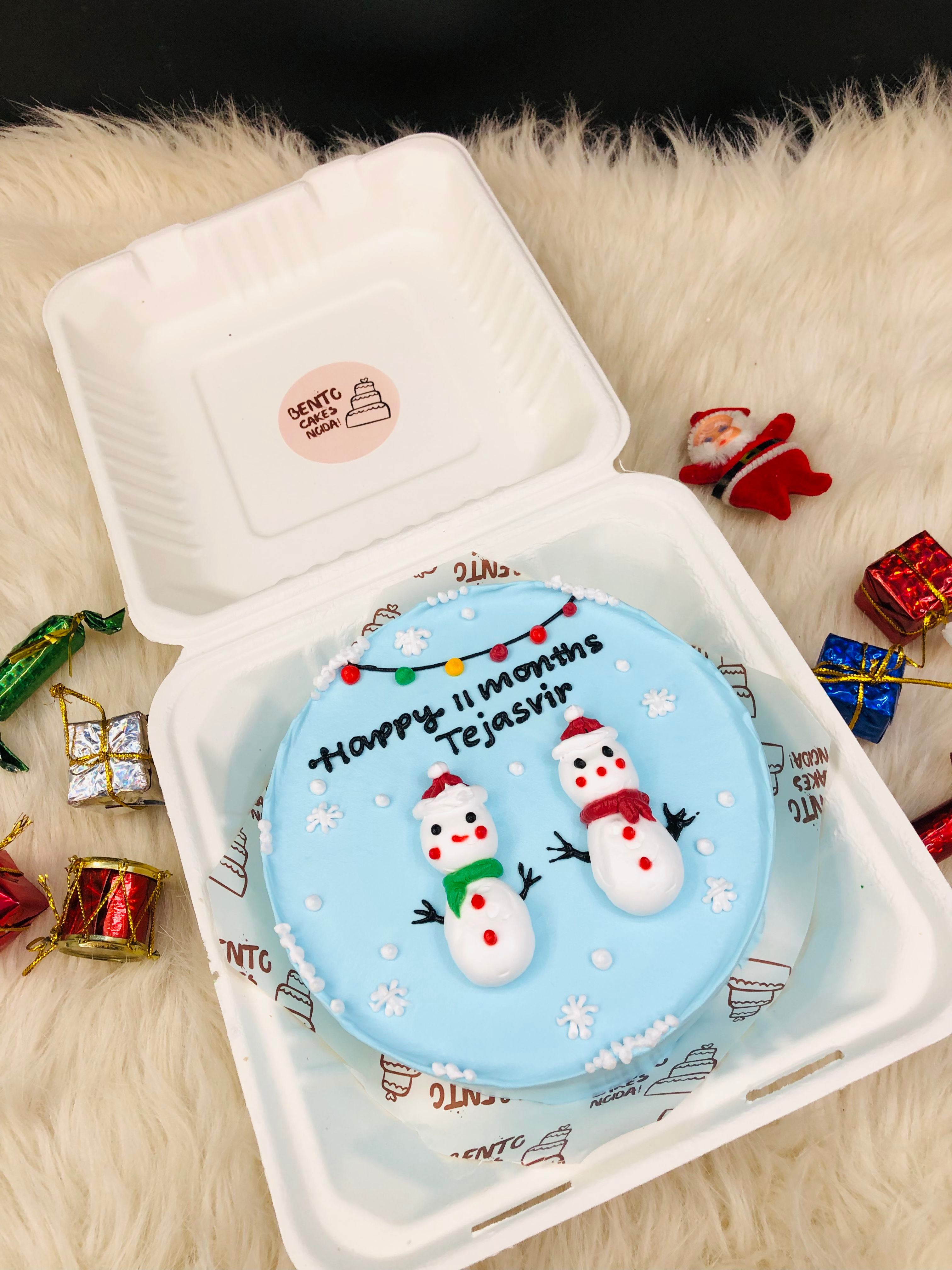 Happy Winters Theme Bento Cake