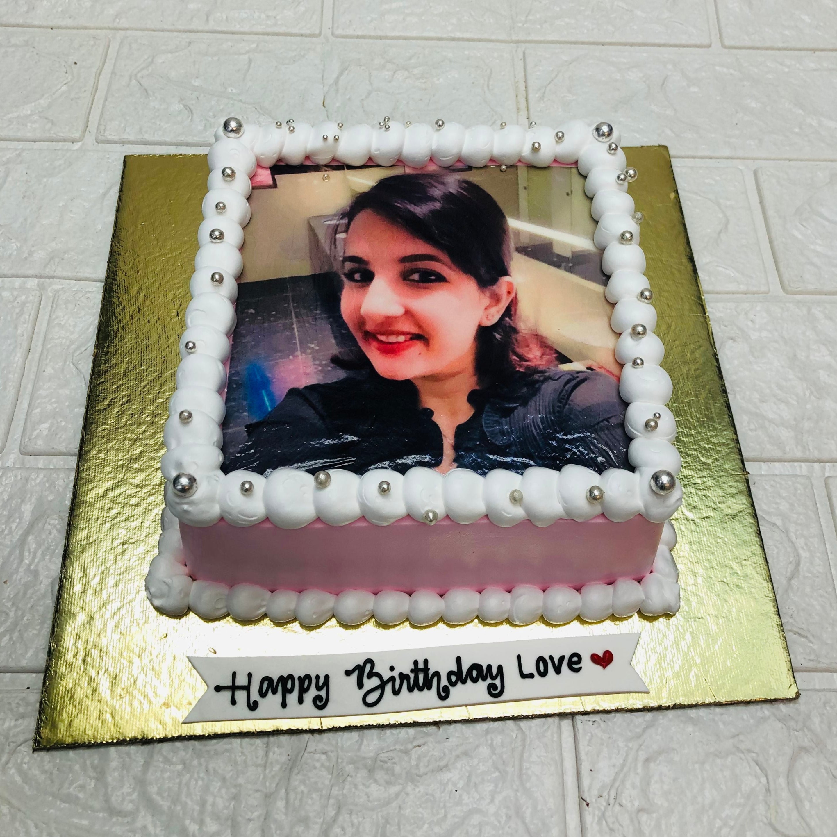 Photo Theme Pink Birthday Cake