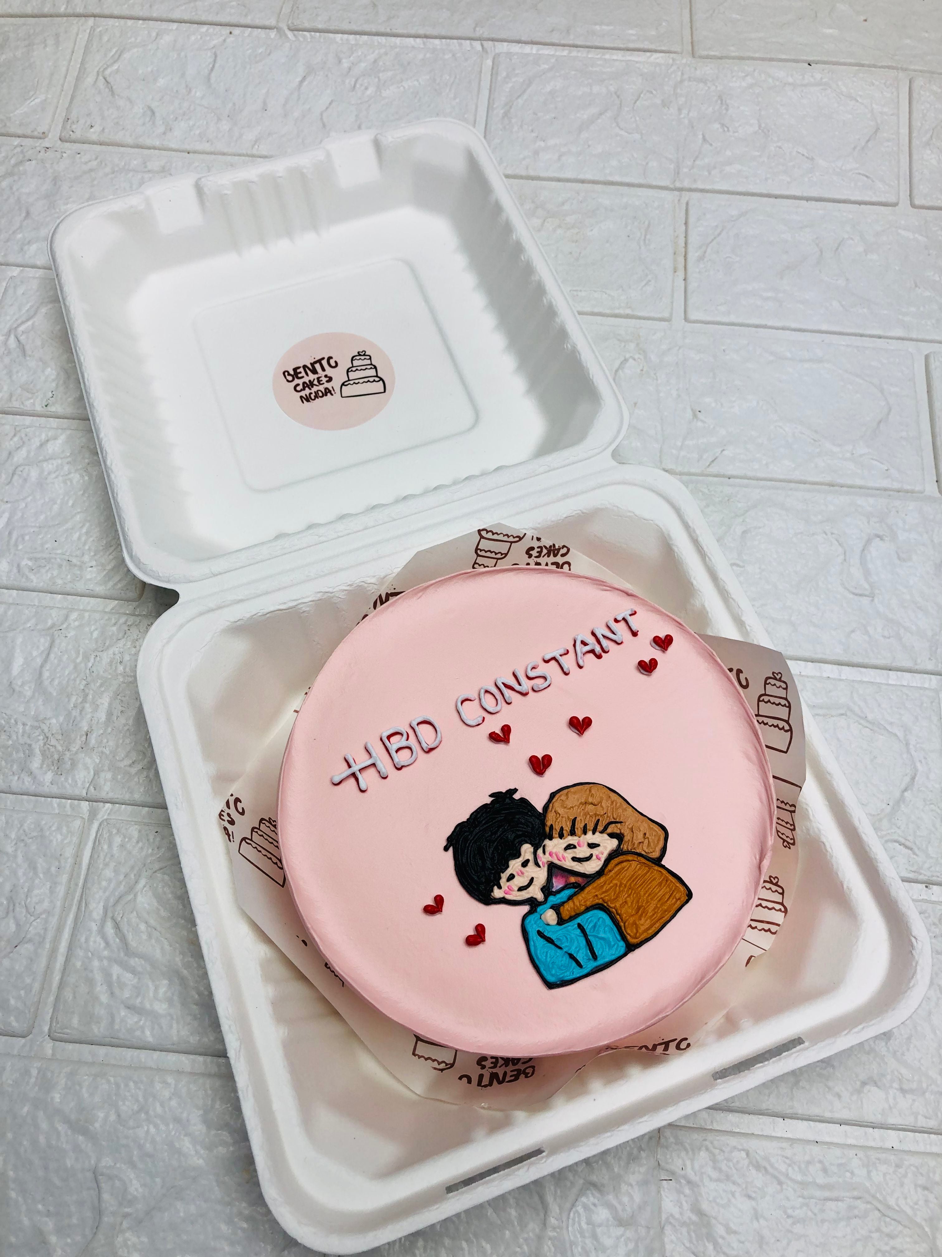 Hug Couple Theme Bento Cake