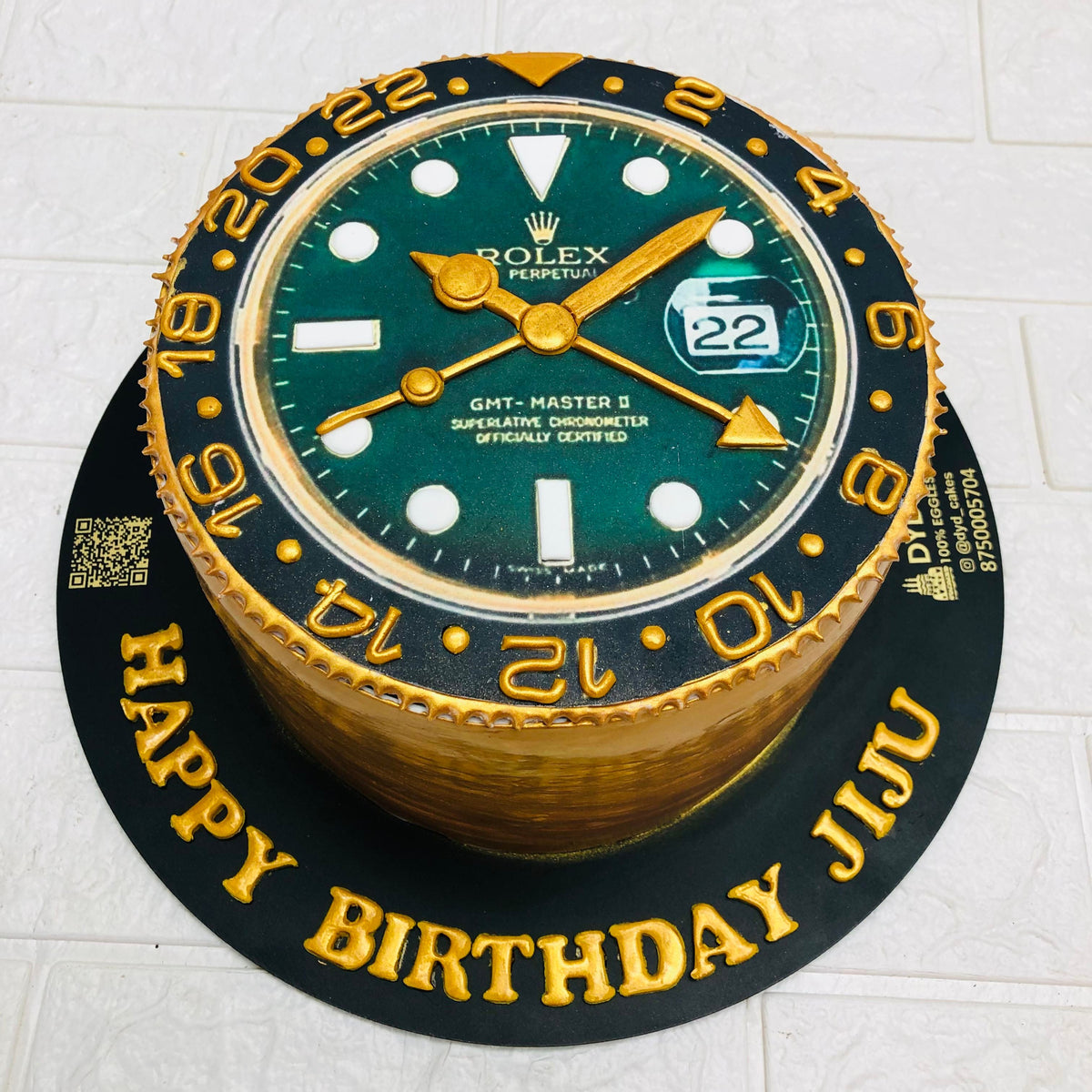 Rolex Cake Rolex Watch Theme Golden Cake – Bento Cakes Noida