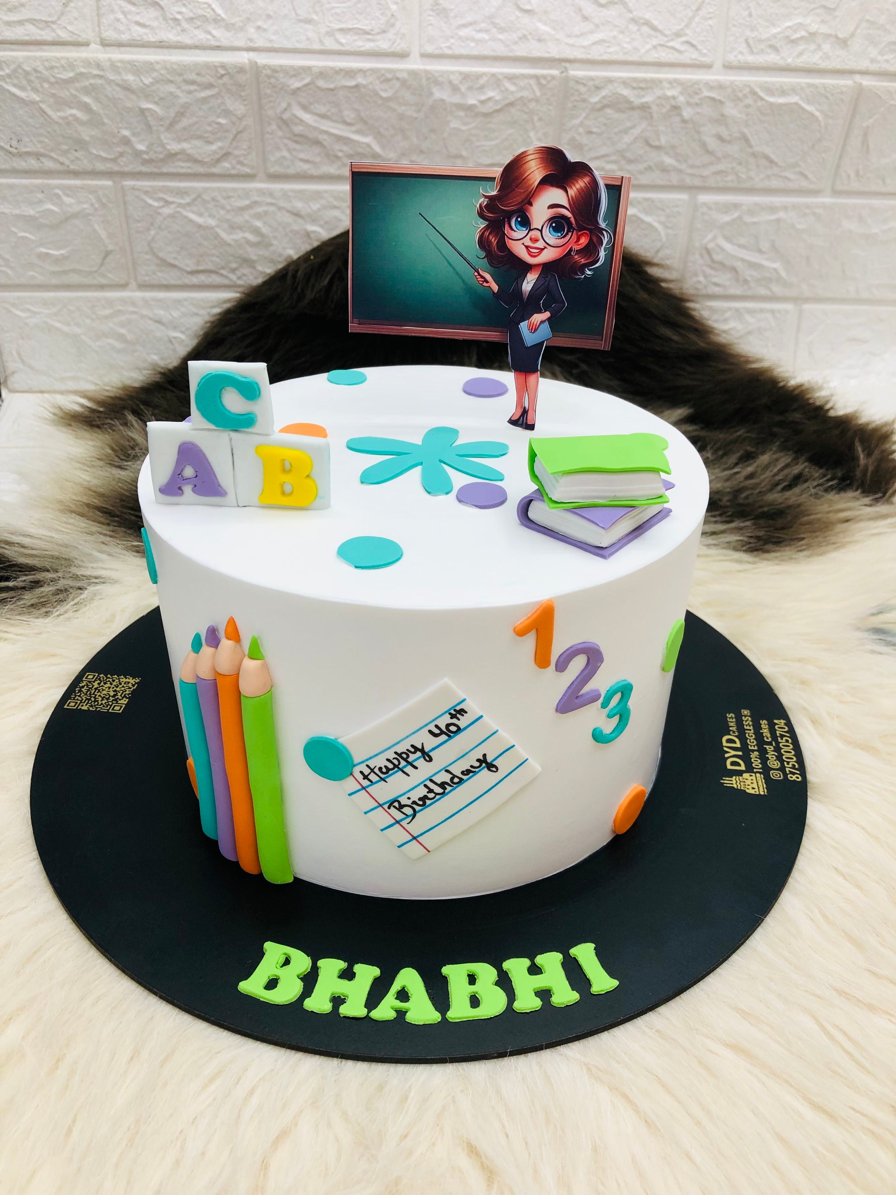Teacher Theme Beautiful Cake