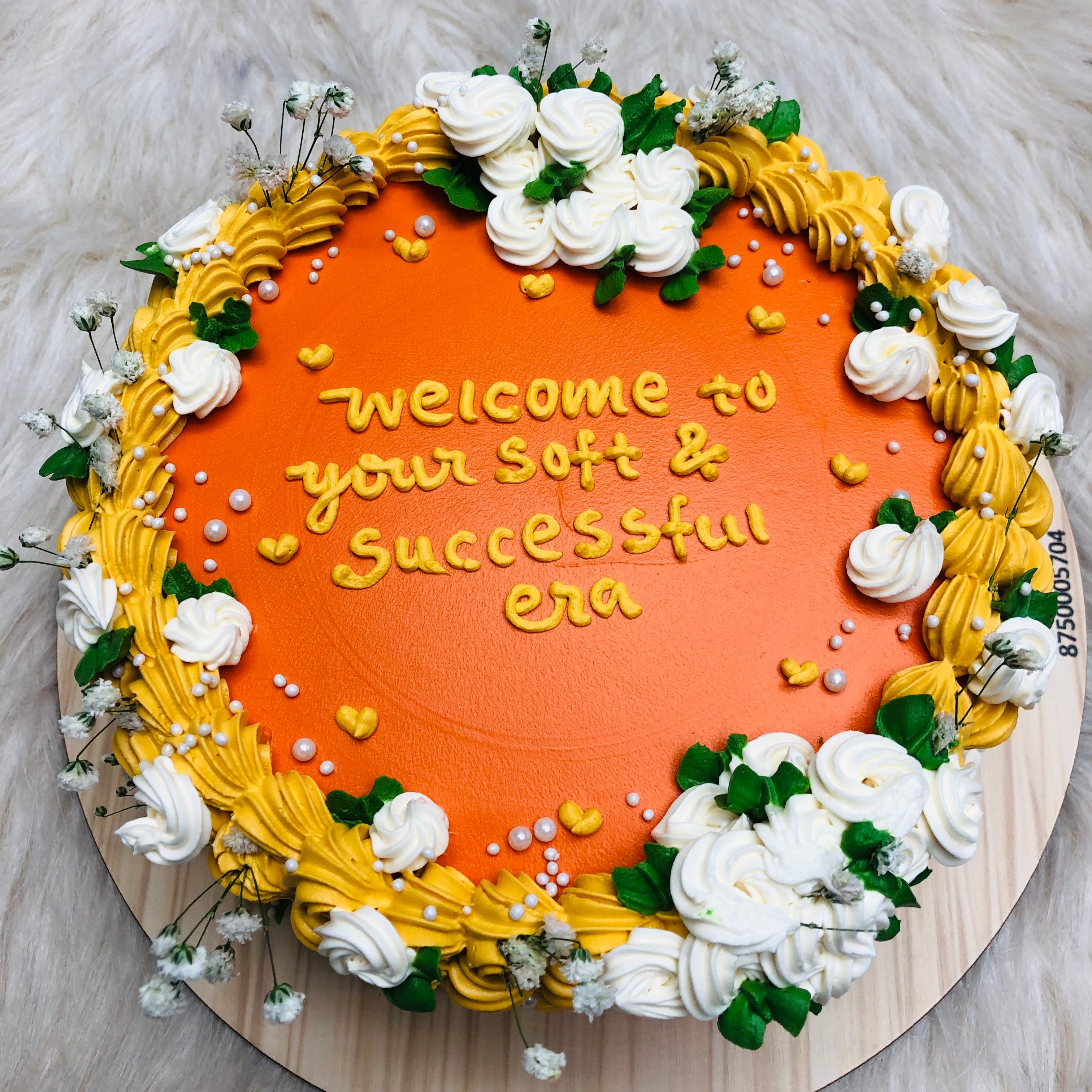 Floral Theme Orange Cake