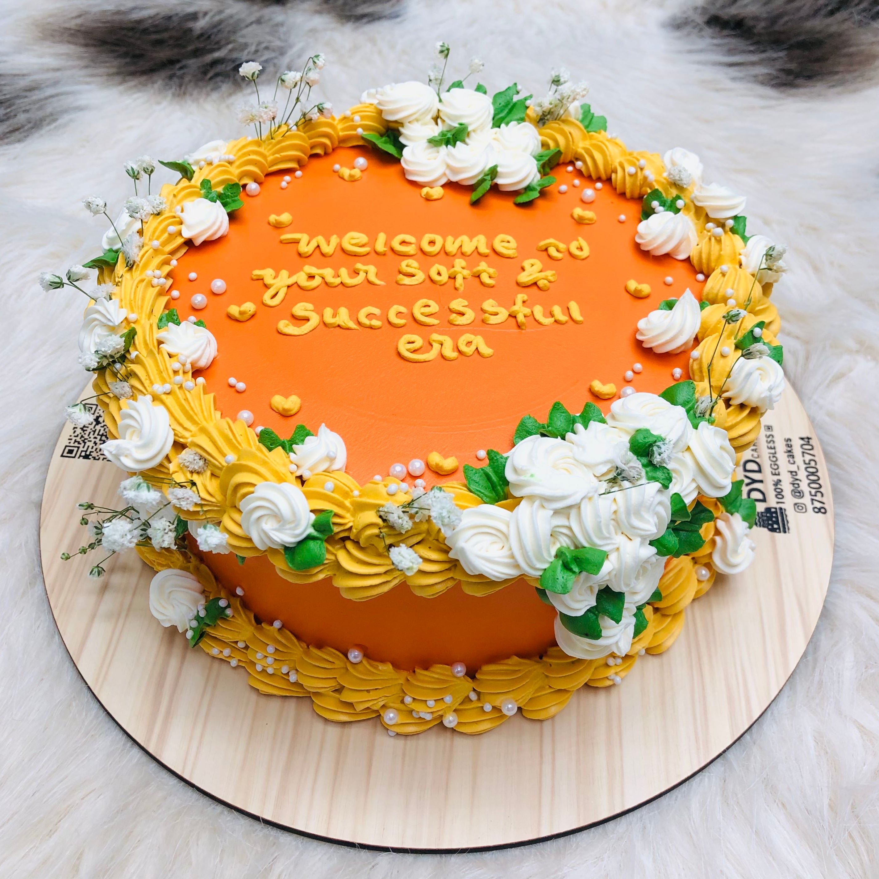 Floral Theme Orange Cake