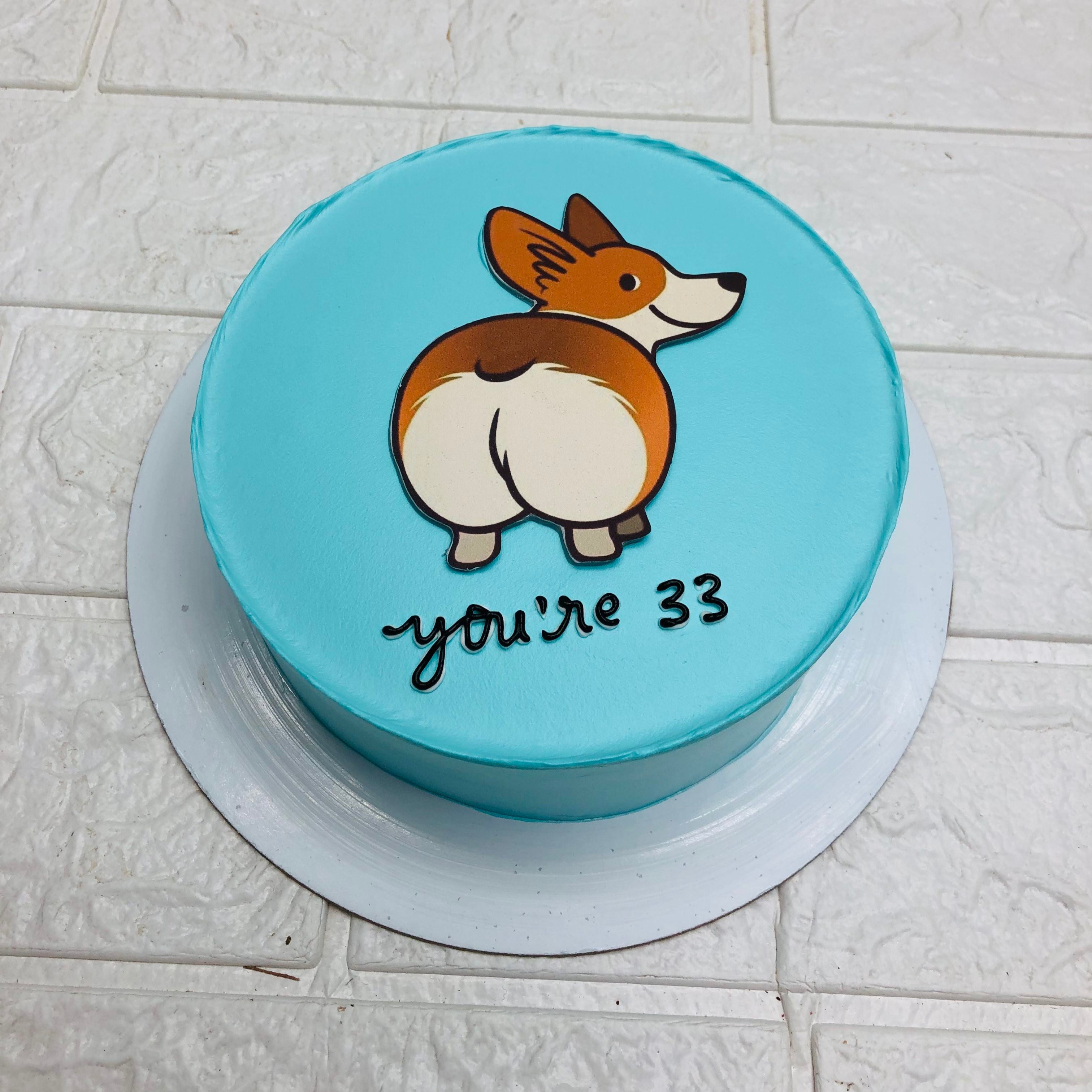 Dog Theme Blue Birthday Cake