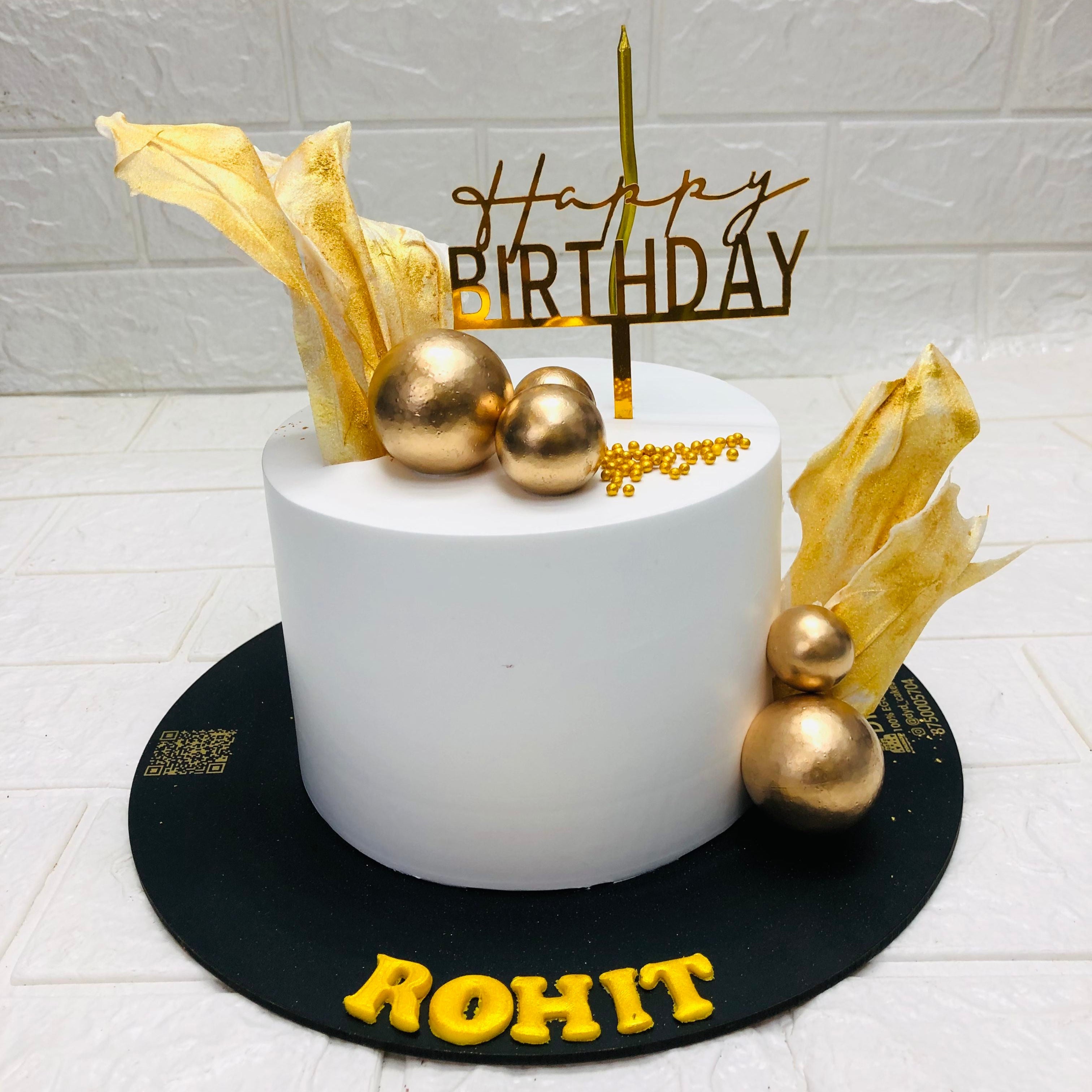 Golden Leaves Birthday Cake
