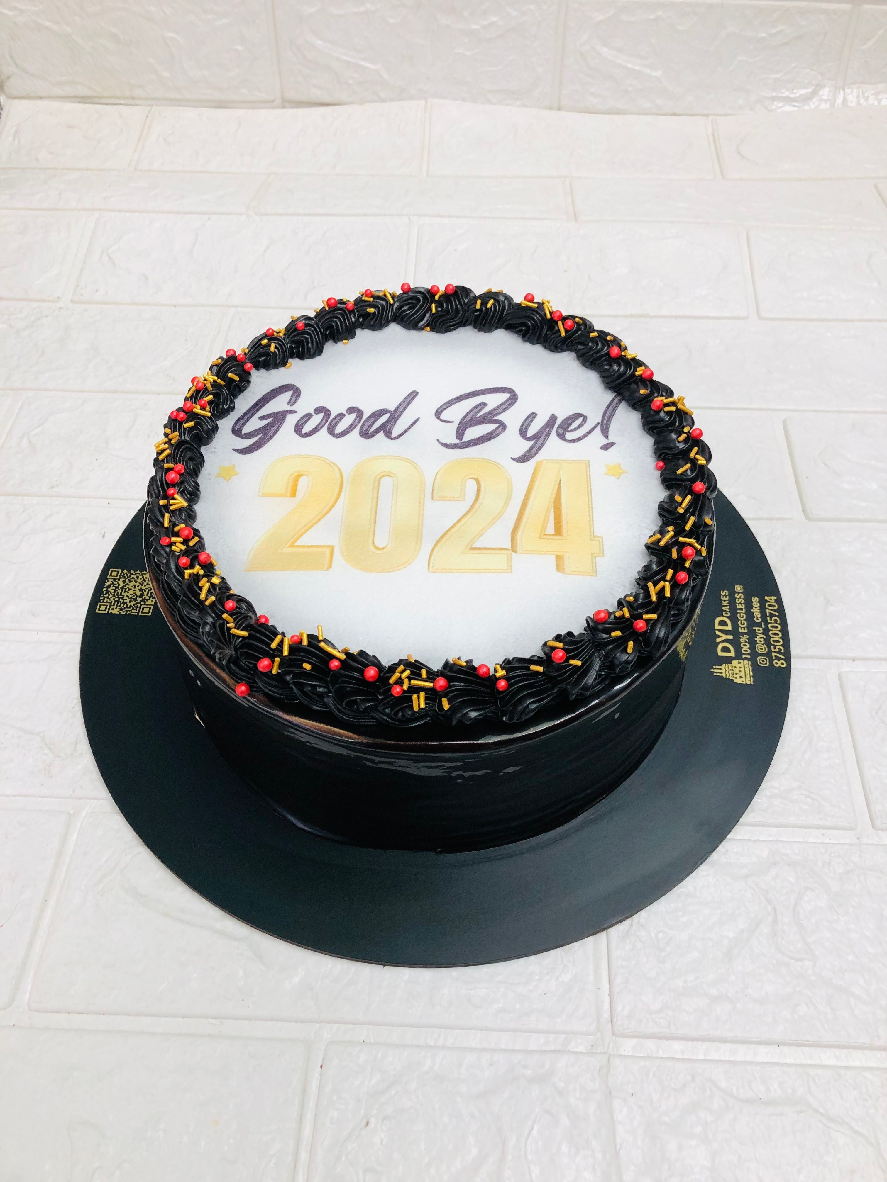 Good Bye 2024 Theme Fire Cake