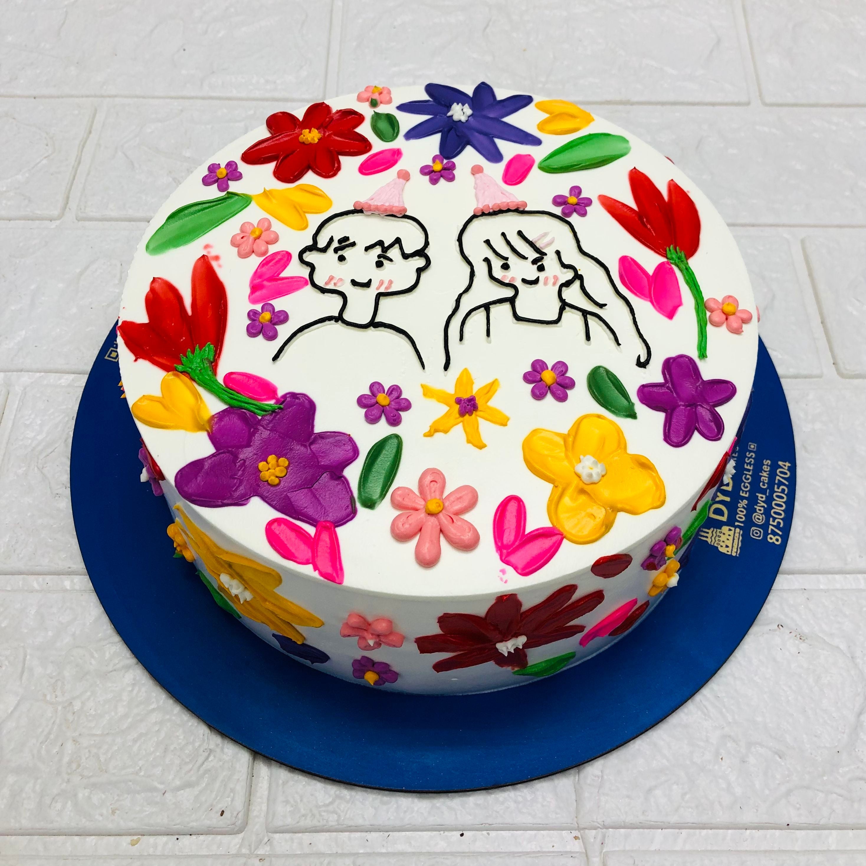 Floral Drawing Pretty Cake