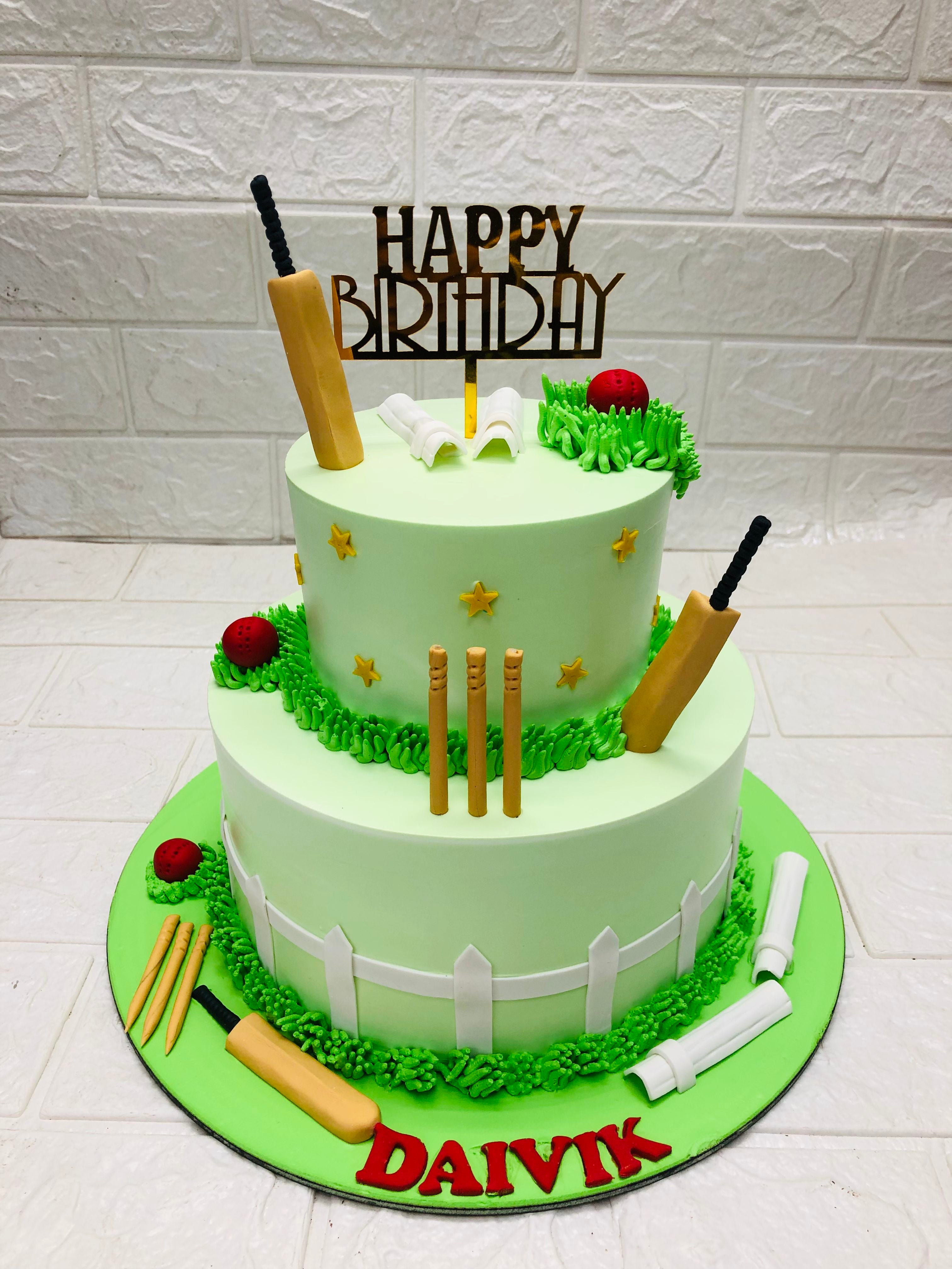 Cricket Theme Birthday Cake