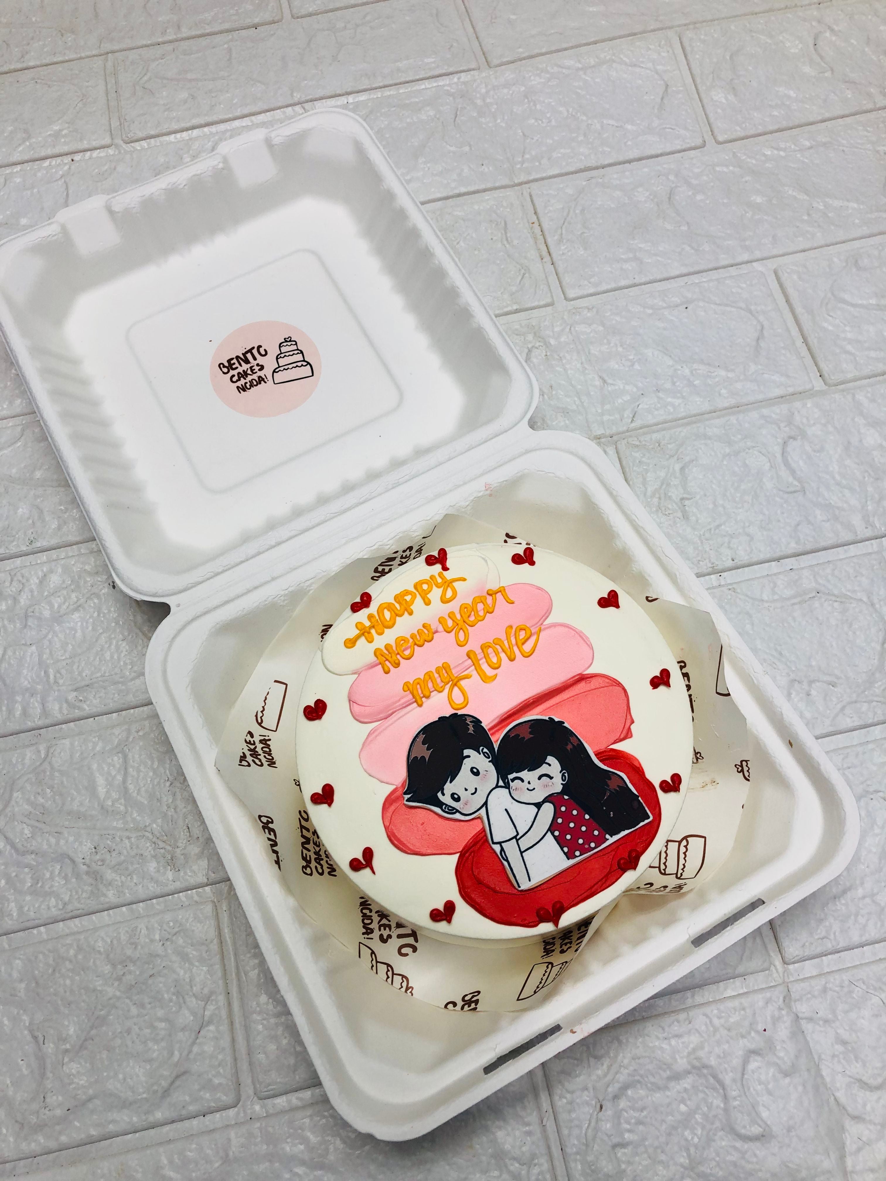New Year Theme Couple Bento Cake