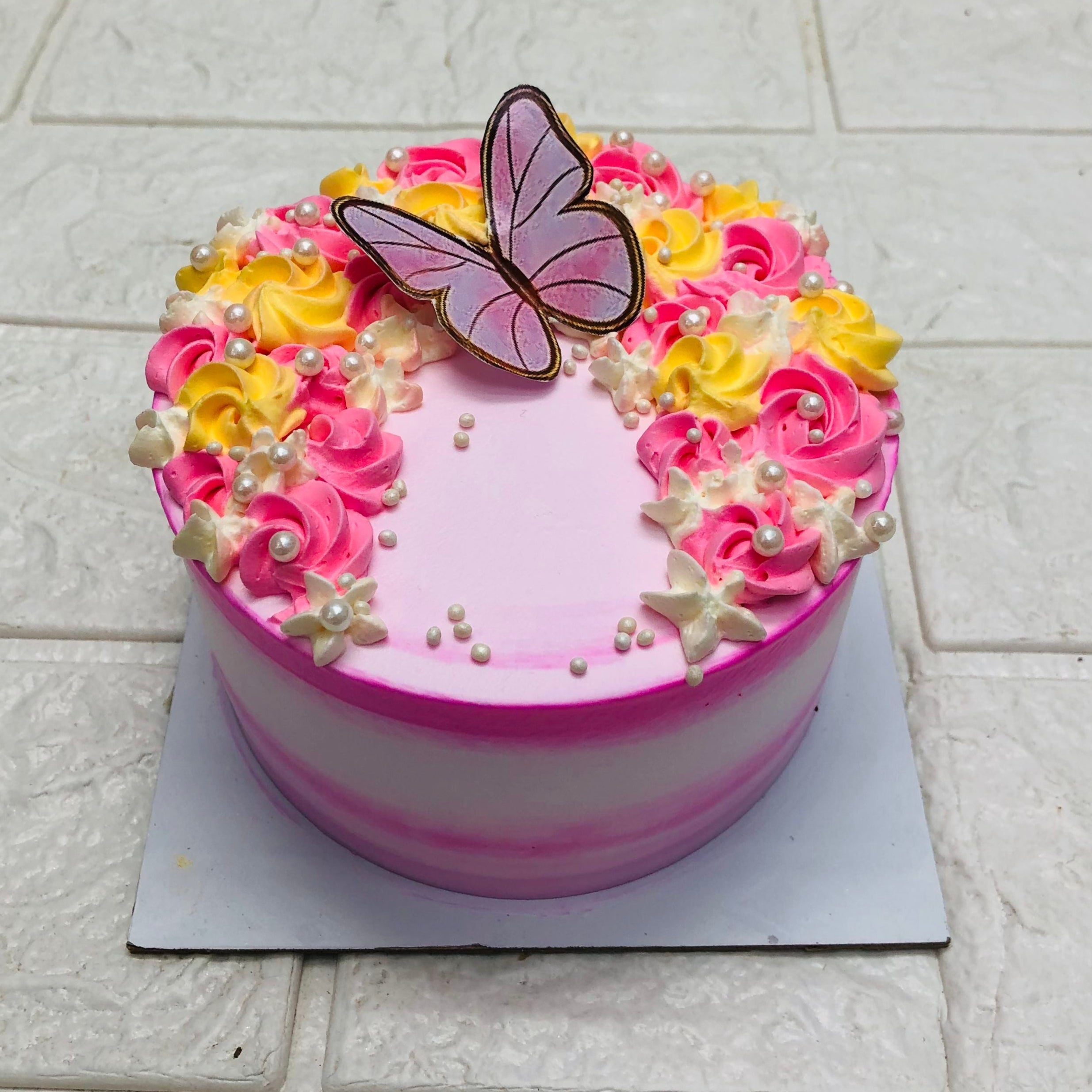 Butterfly- Floral Theme Pretty Cake