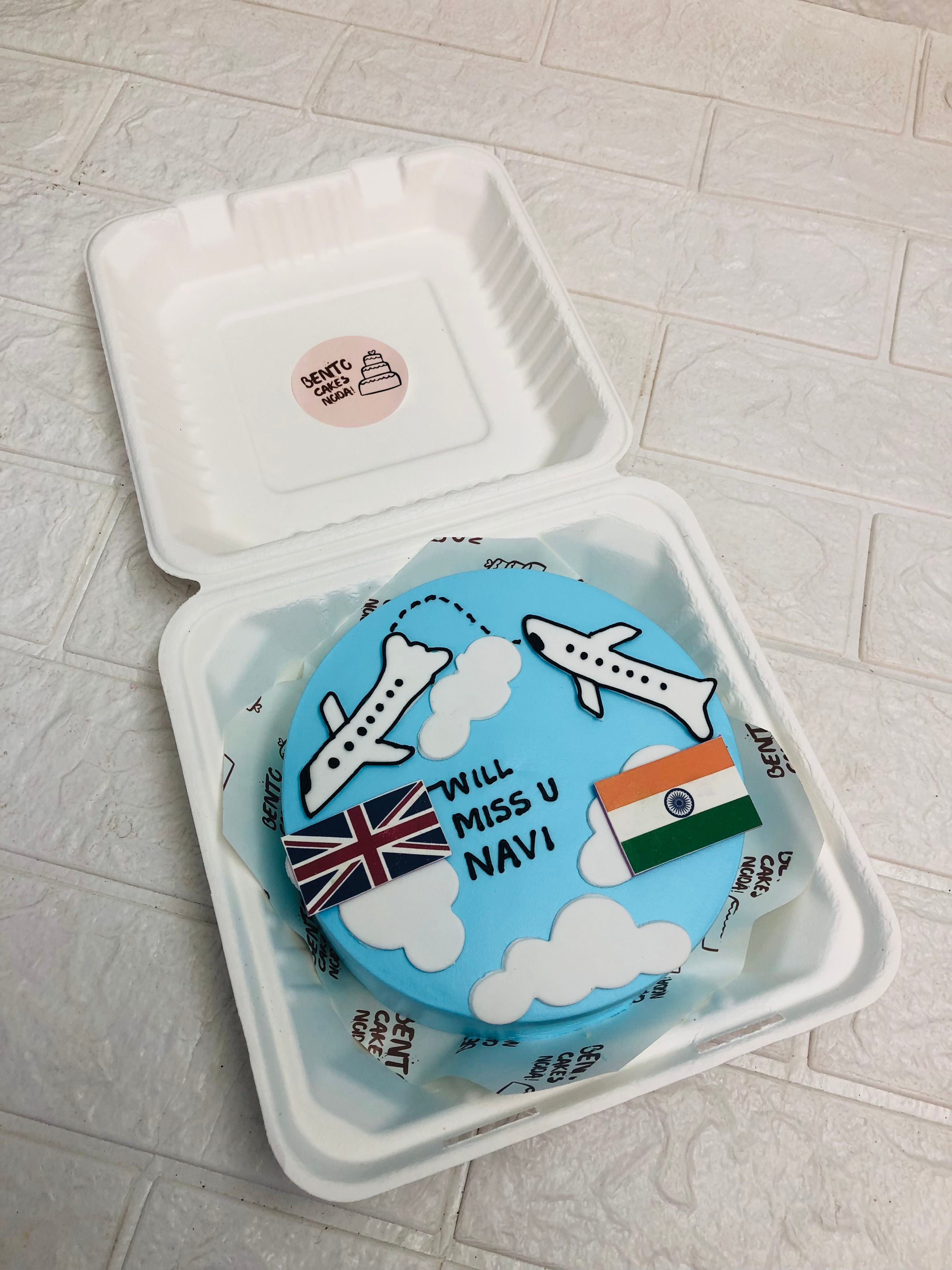 Travel Theme Blue Bento Cake