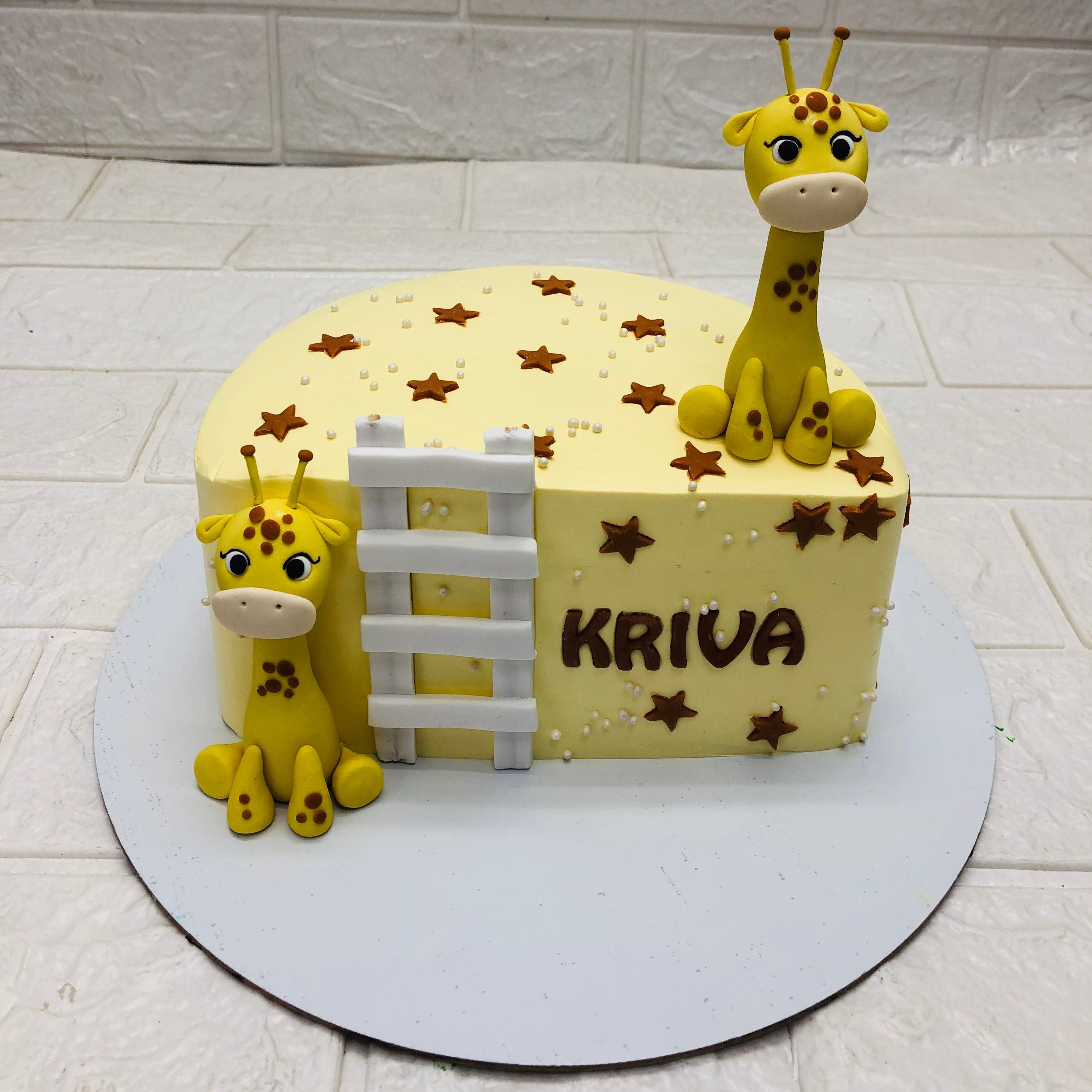 Giraffe Theme Half Birthday Cake