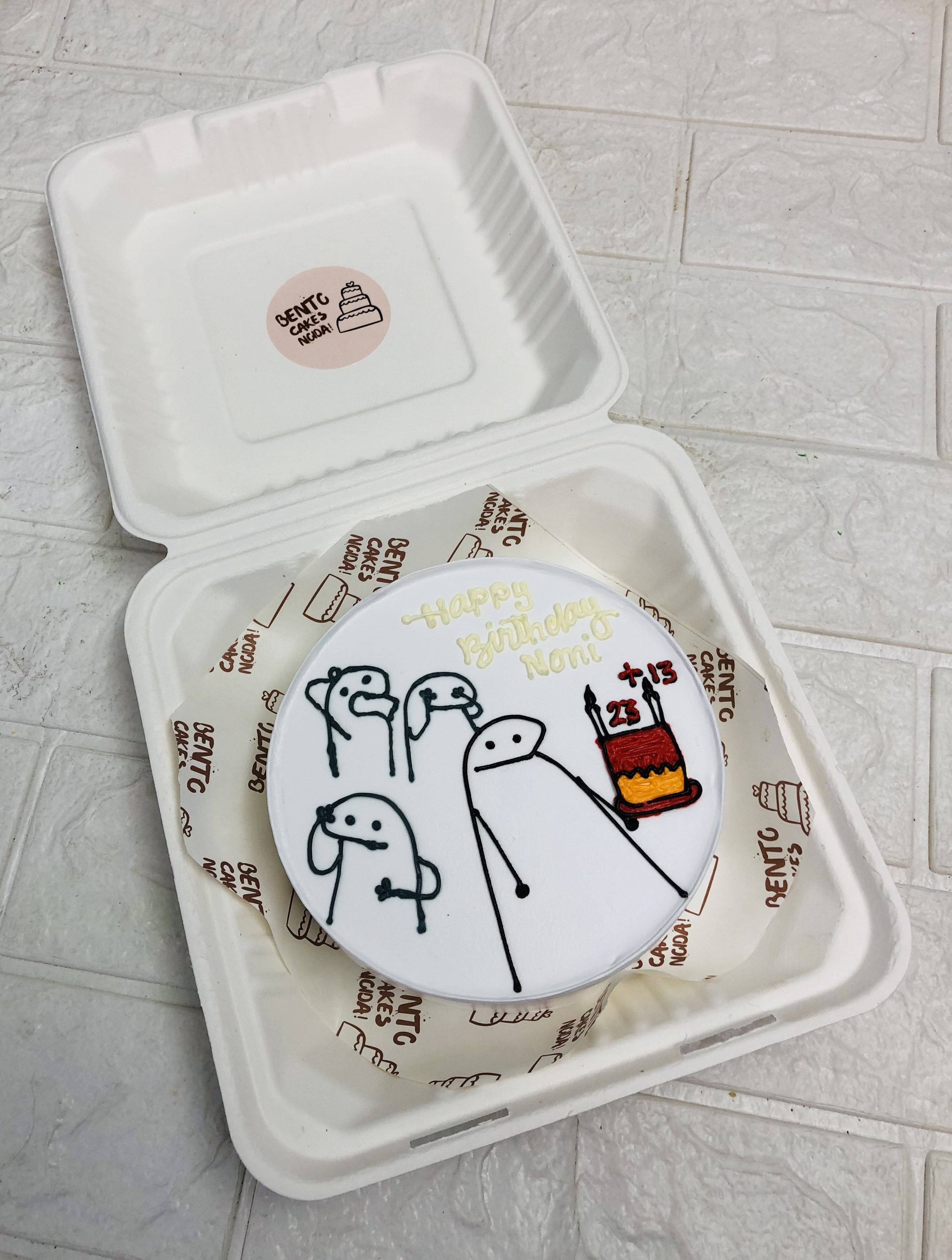 Mimi Birthday Theme white Bento Cake