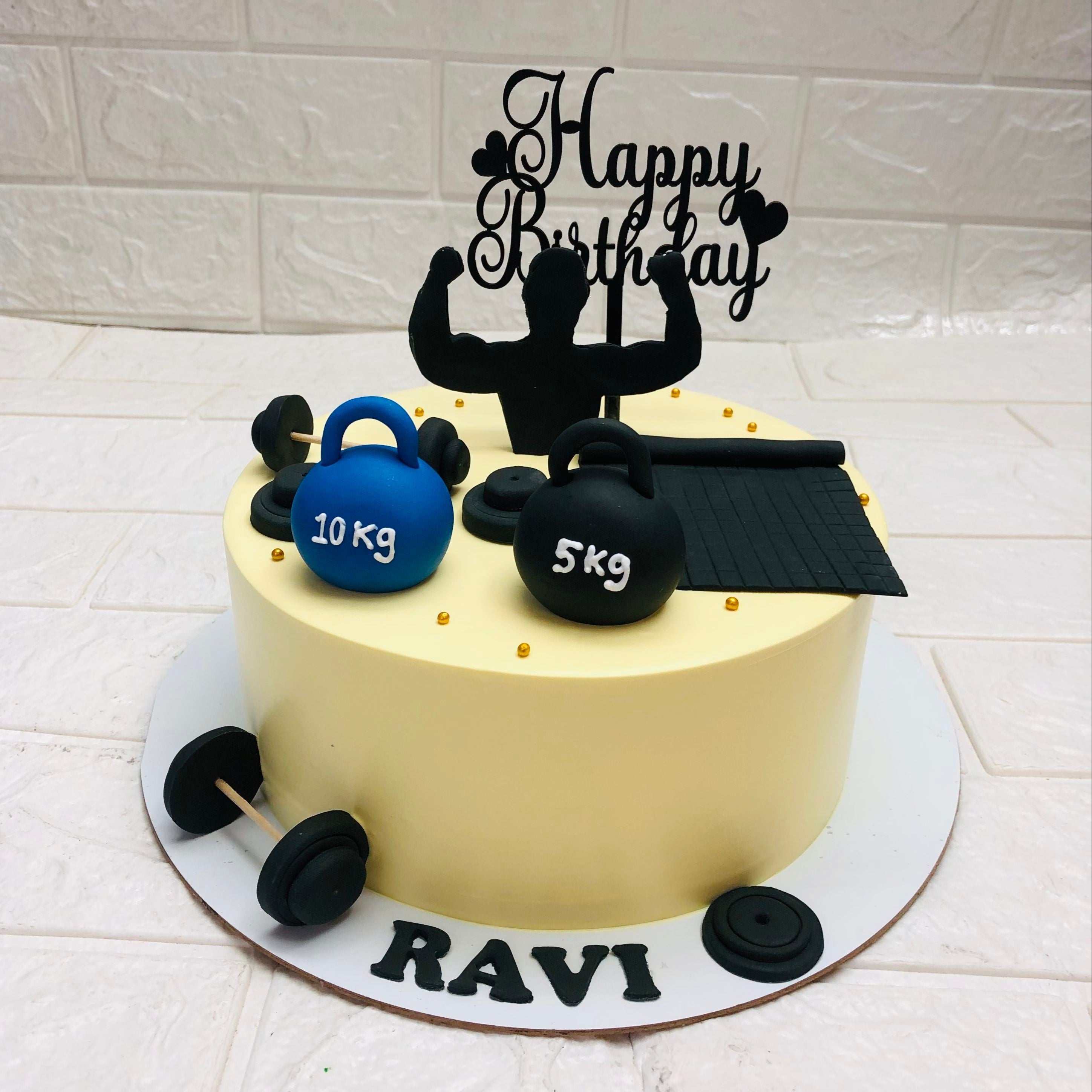 Gym Theme Off White Cake