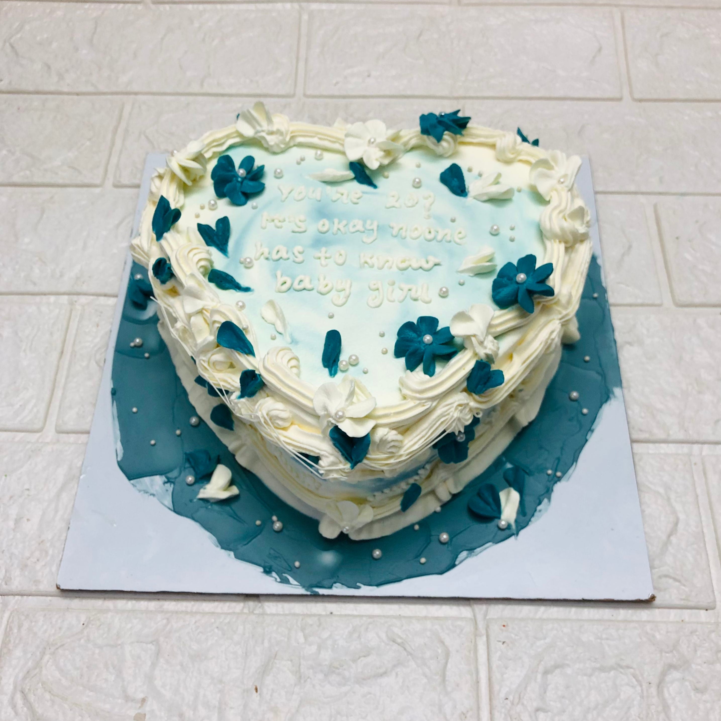 Pretty White Floral Birthday Cake