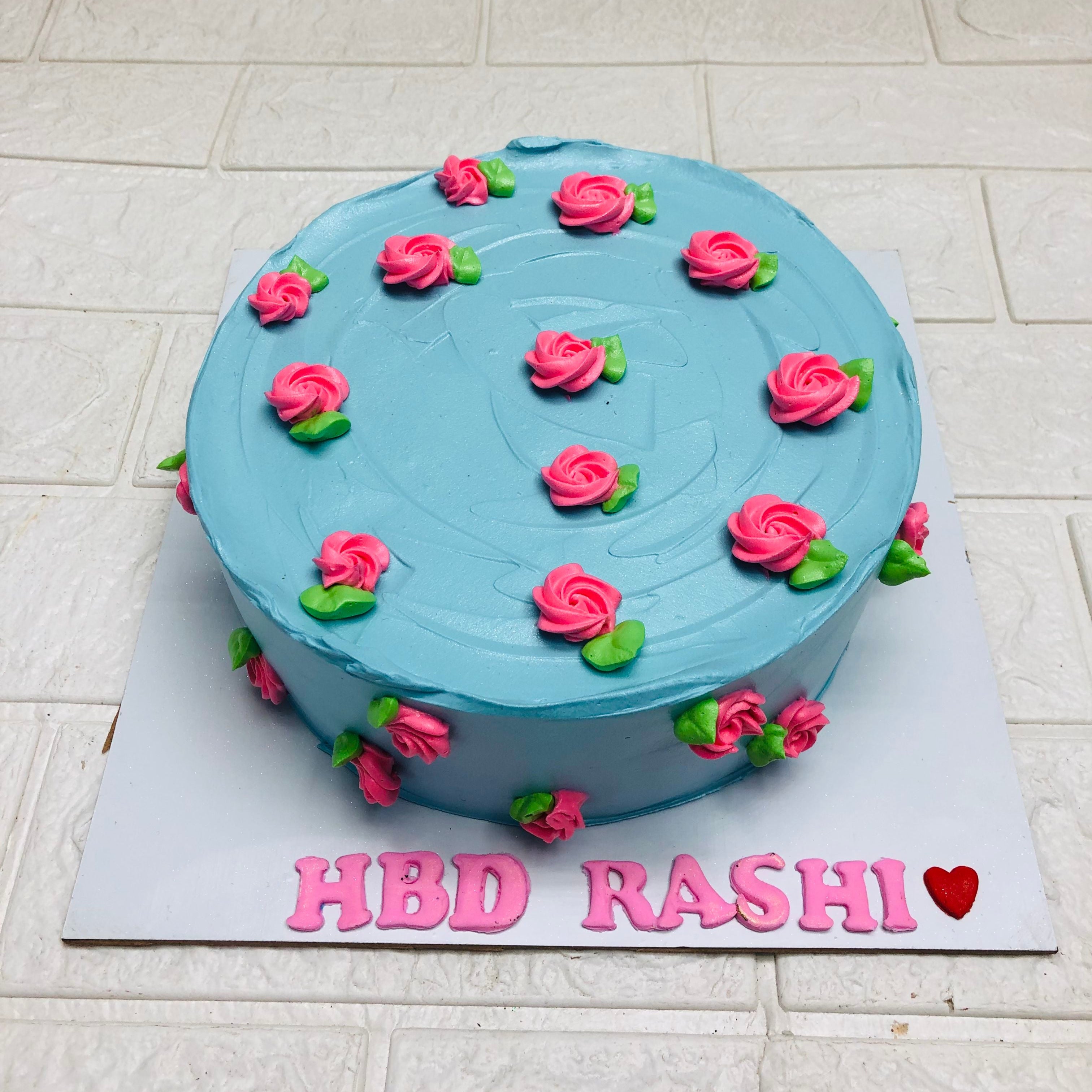 Elegant Florals Design Birthday Cake